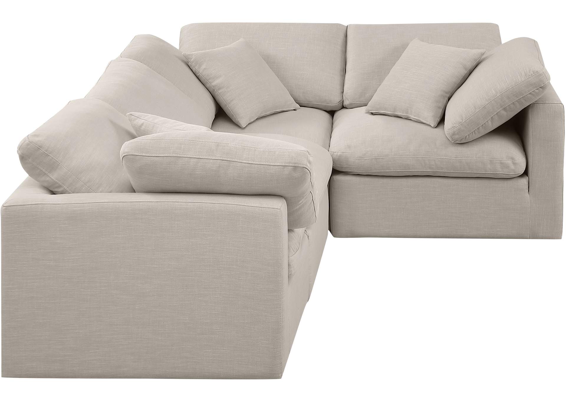 Indulge Beige Linen Textured Fabric Modular Sectional