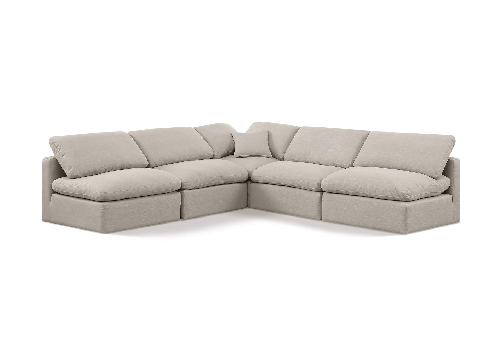 Indulge Beige Linen Textured Fabric Modular Sectional image 1