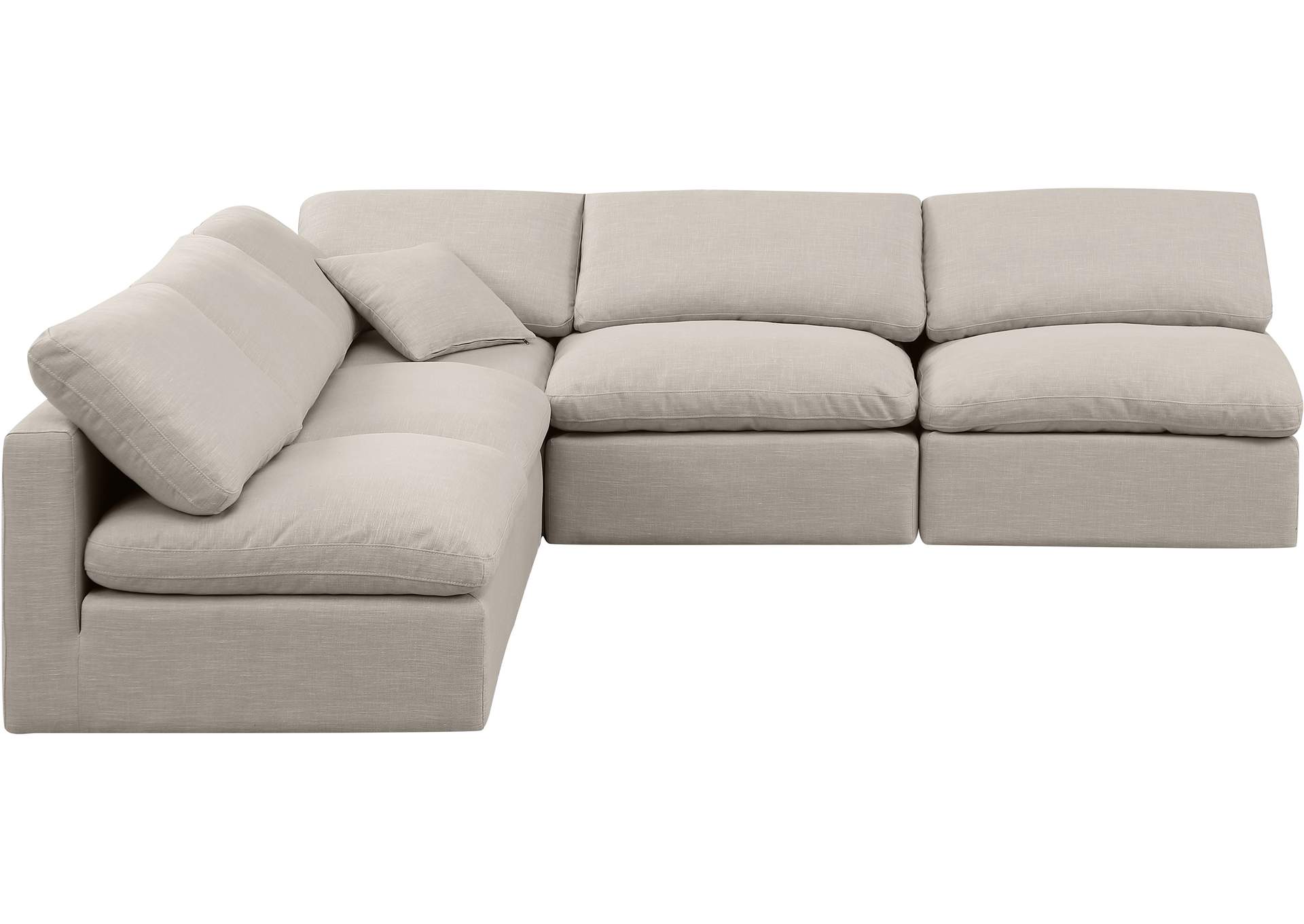 Indulge Beige Linen Textured Fabric Modular Sectional image 5