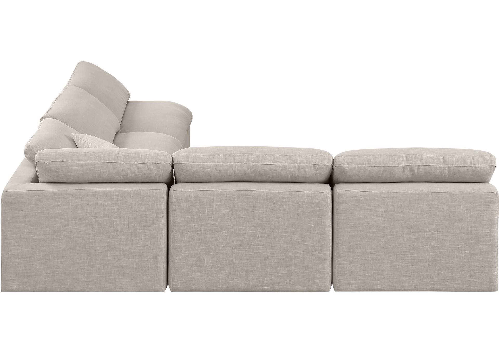 Indulge Beige Linen Textured Fabric Modular Sectional image 6