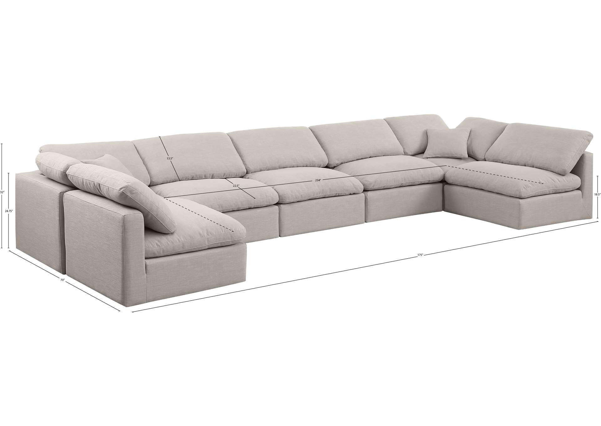 Indulge Beige Linen Textured Fabric Modular Sectional