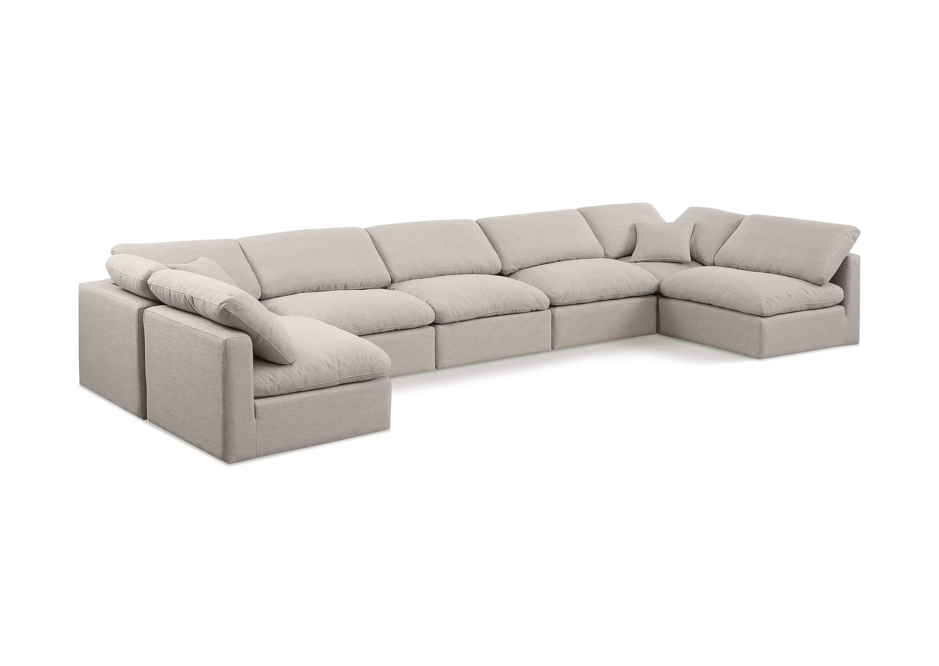 Indulge Beige Linen Textured Fabric Modular Sectional