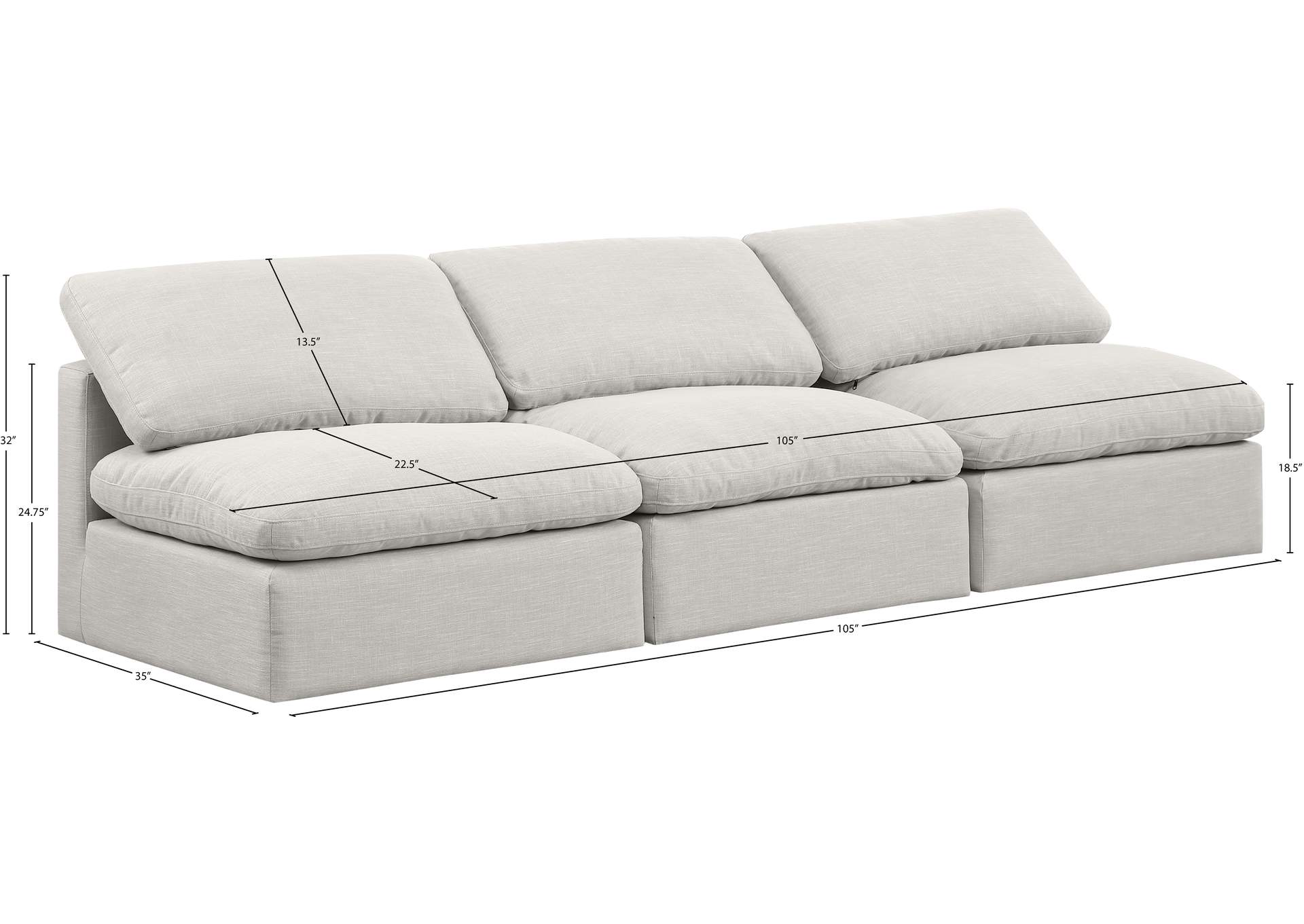 Indulge Cream Linen Textured Fabric Modular Sofa