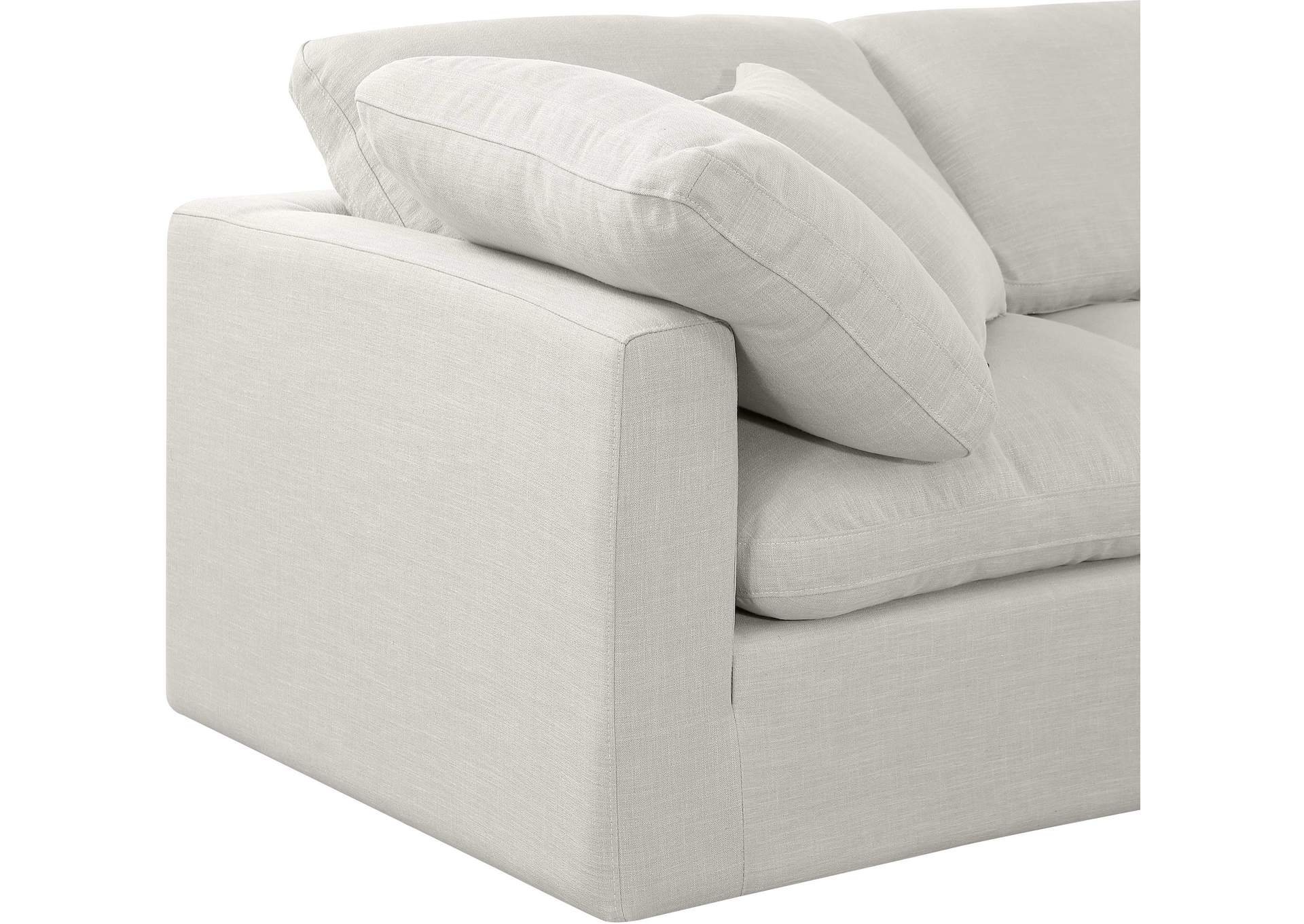 Indulge Cream Linen Textured Fabric Modular Sectional