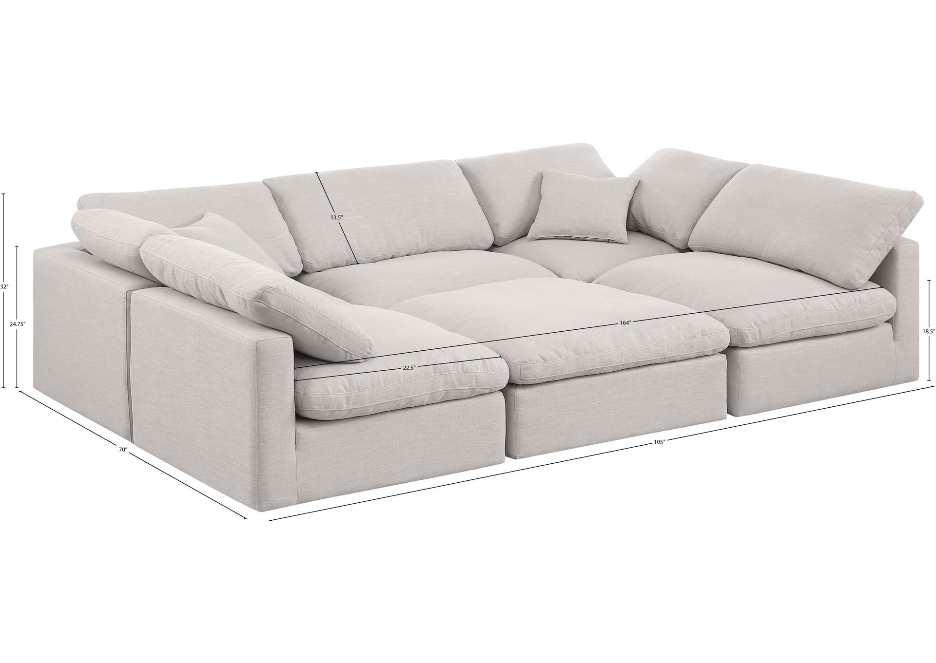 Indulge Cream Linen Textured Fabric Modular Sectional image 9