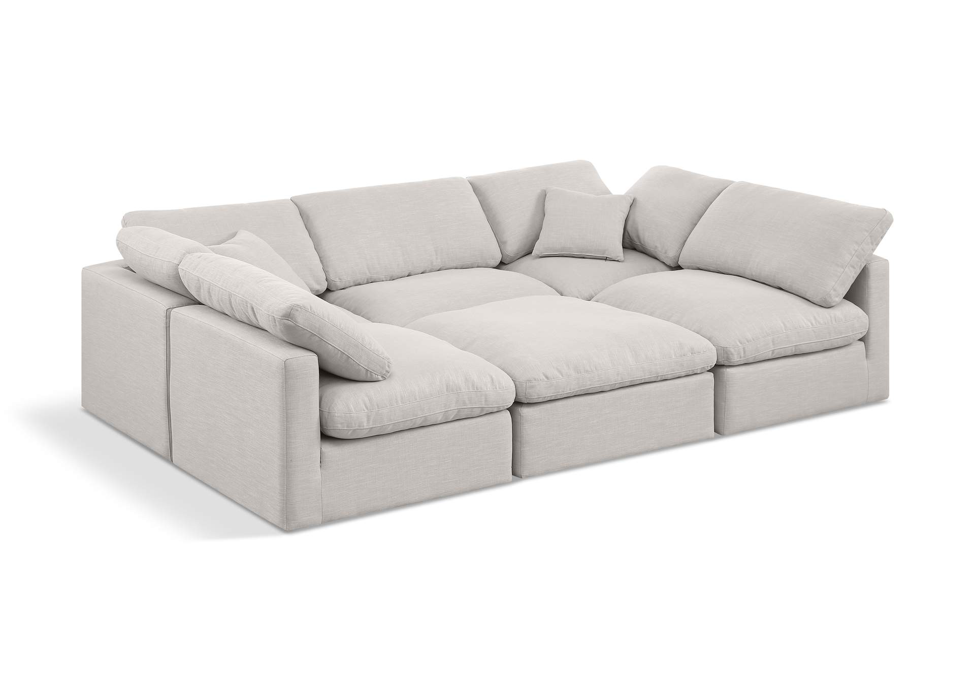 Indulge Cream Linen Textured Fabric Modular Sectional image 1