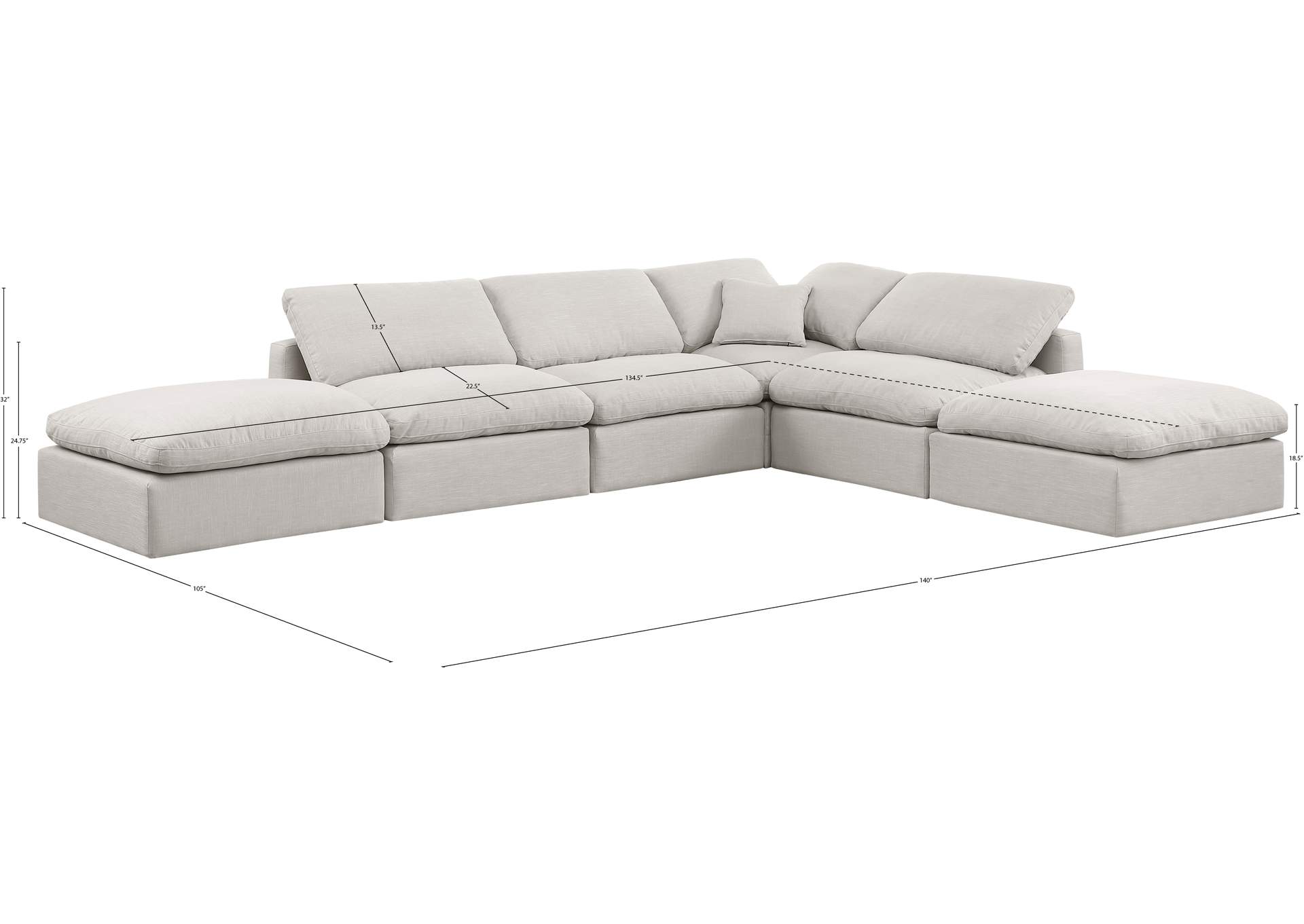 Indulge Cream Linen Textured Fabric Modular Sectional