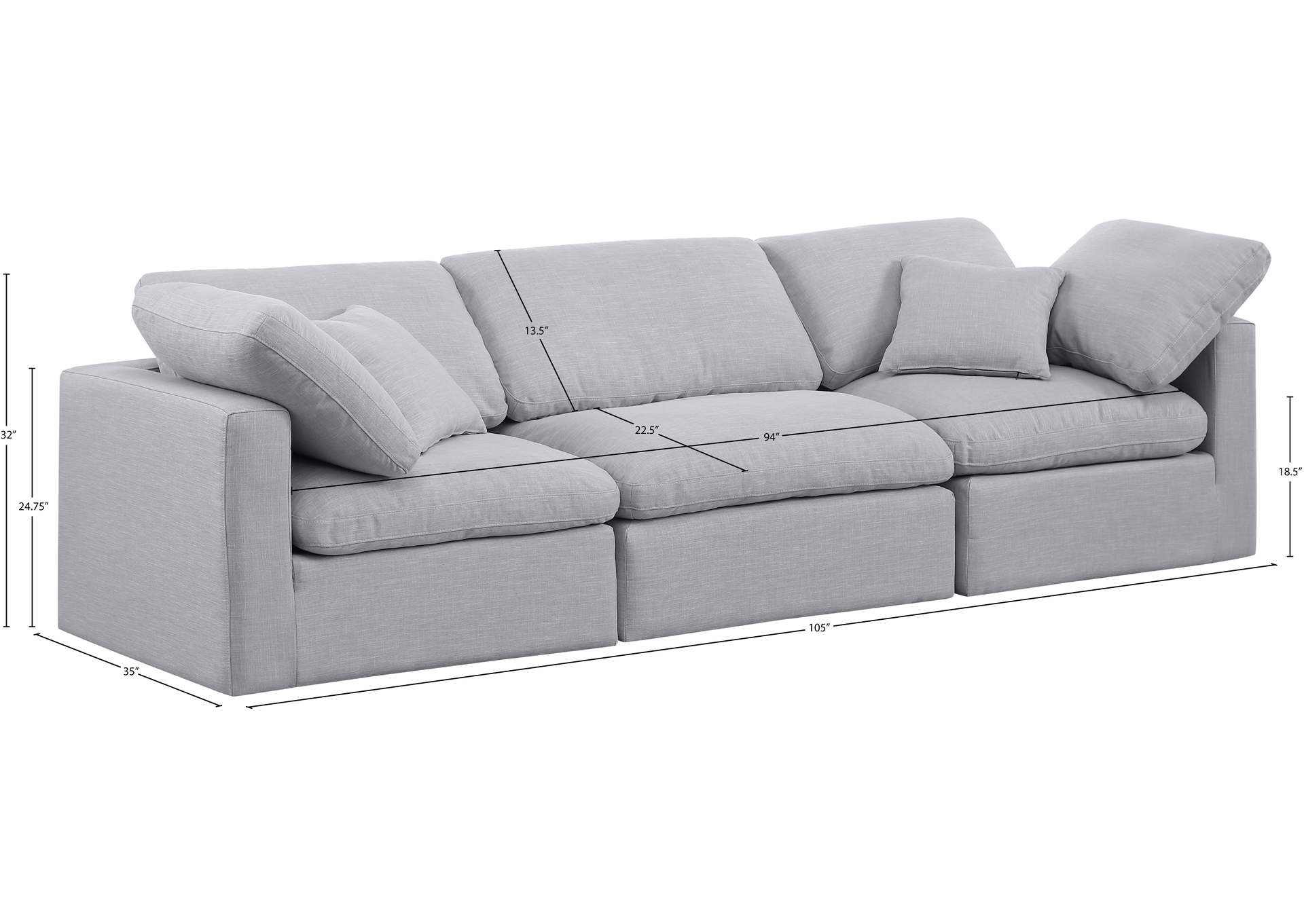 Indulge Grey Linen Textured Fabric Modular Sofa image 7