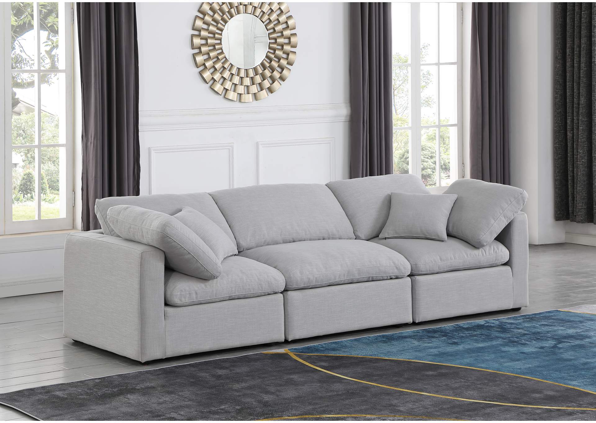 Indulge Grey Linen Textured Fabric Modular Sofa image 3