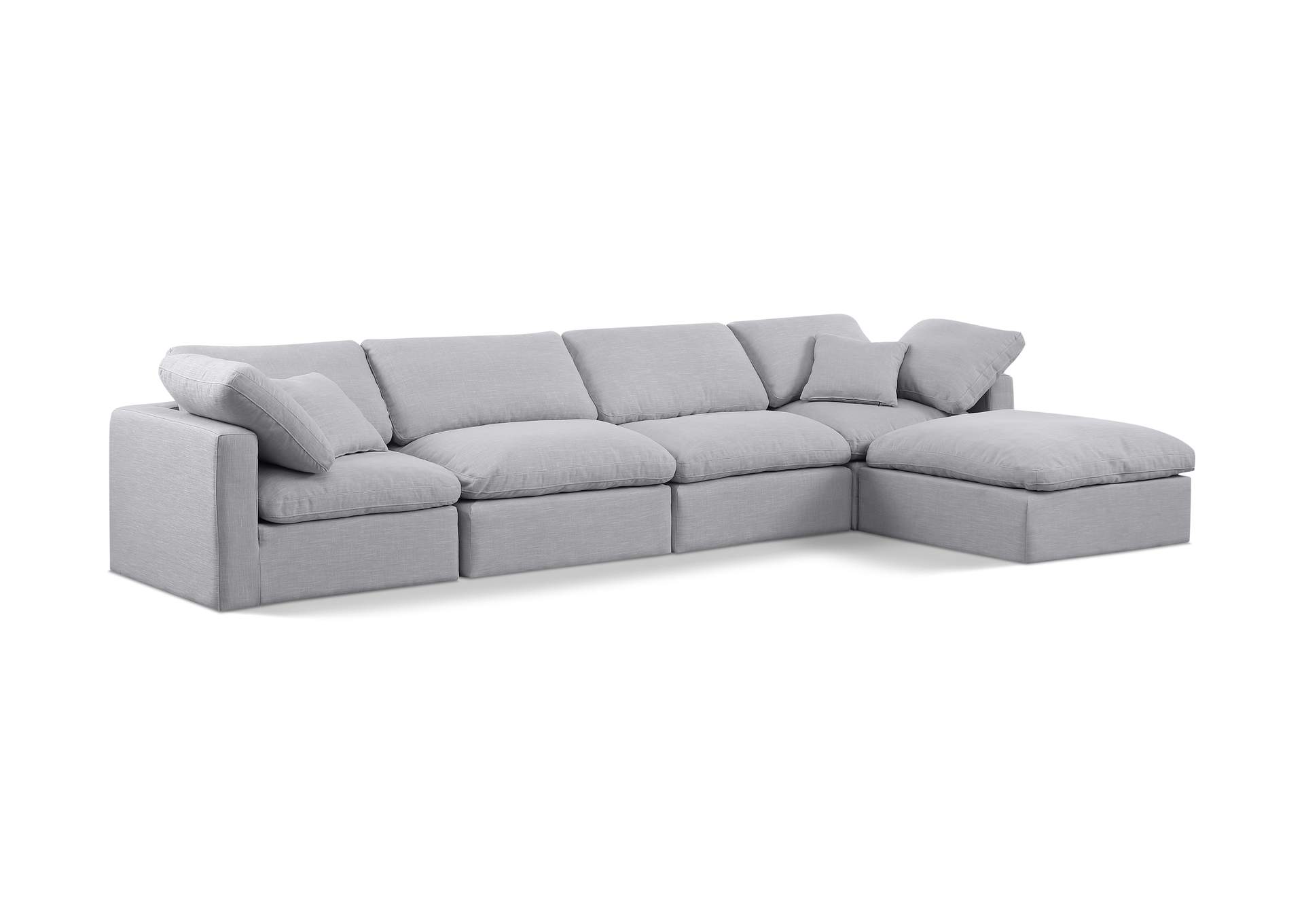 Indulge Grey Linen Textured Fabric Modular Sectional image 1