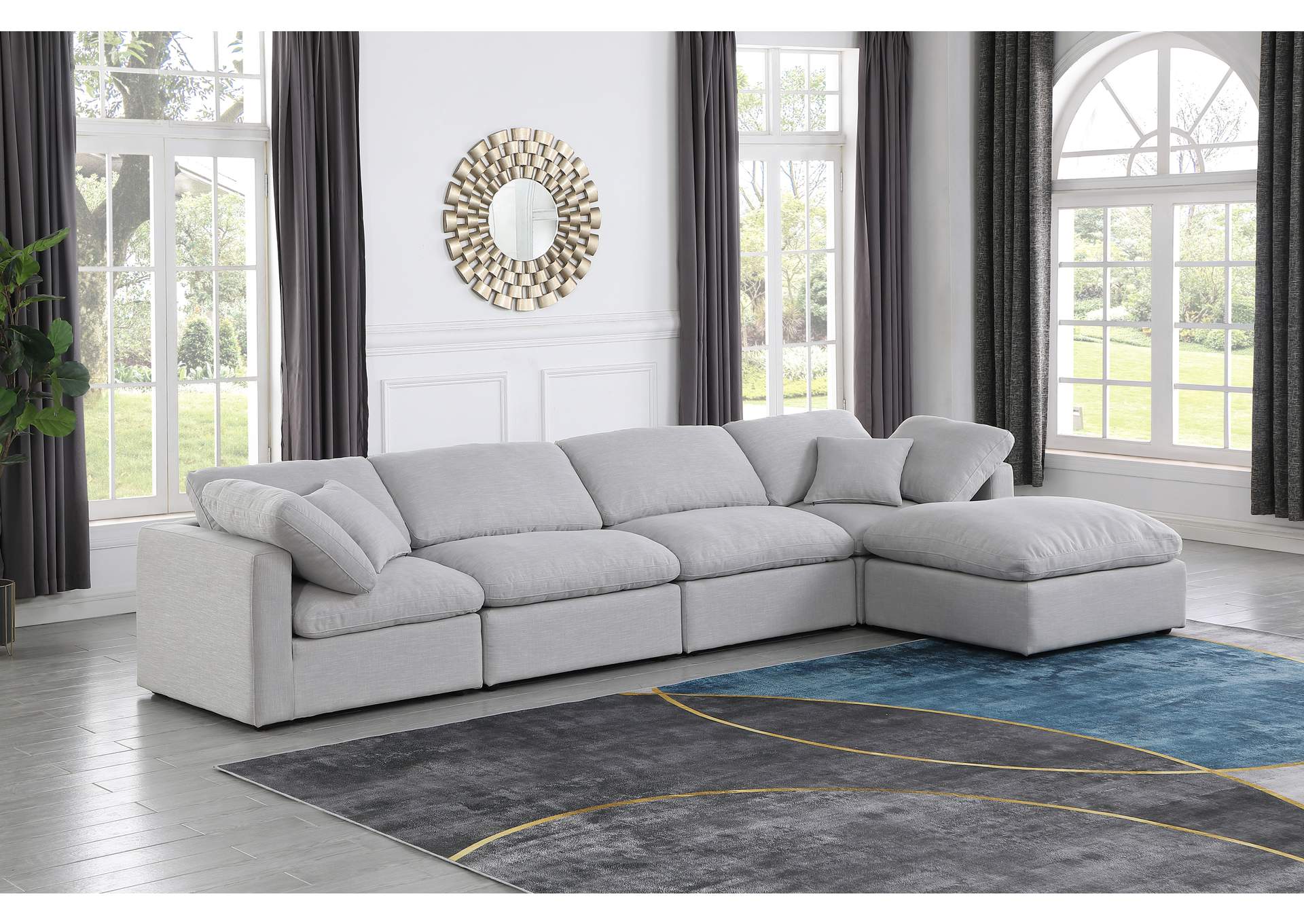 Indulge Grey Linen Textured Fabric Modular Sectional image 3