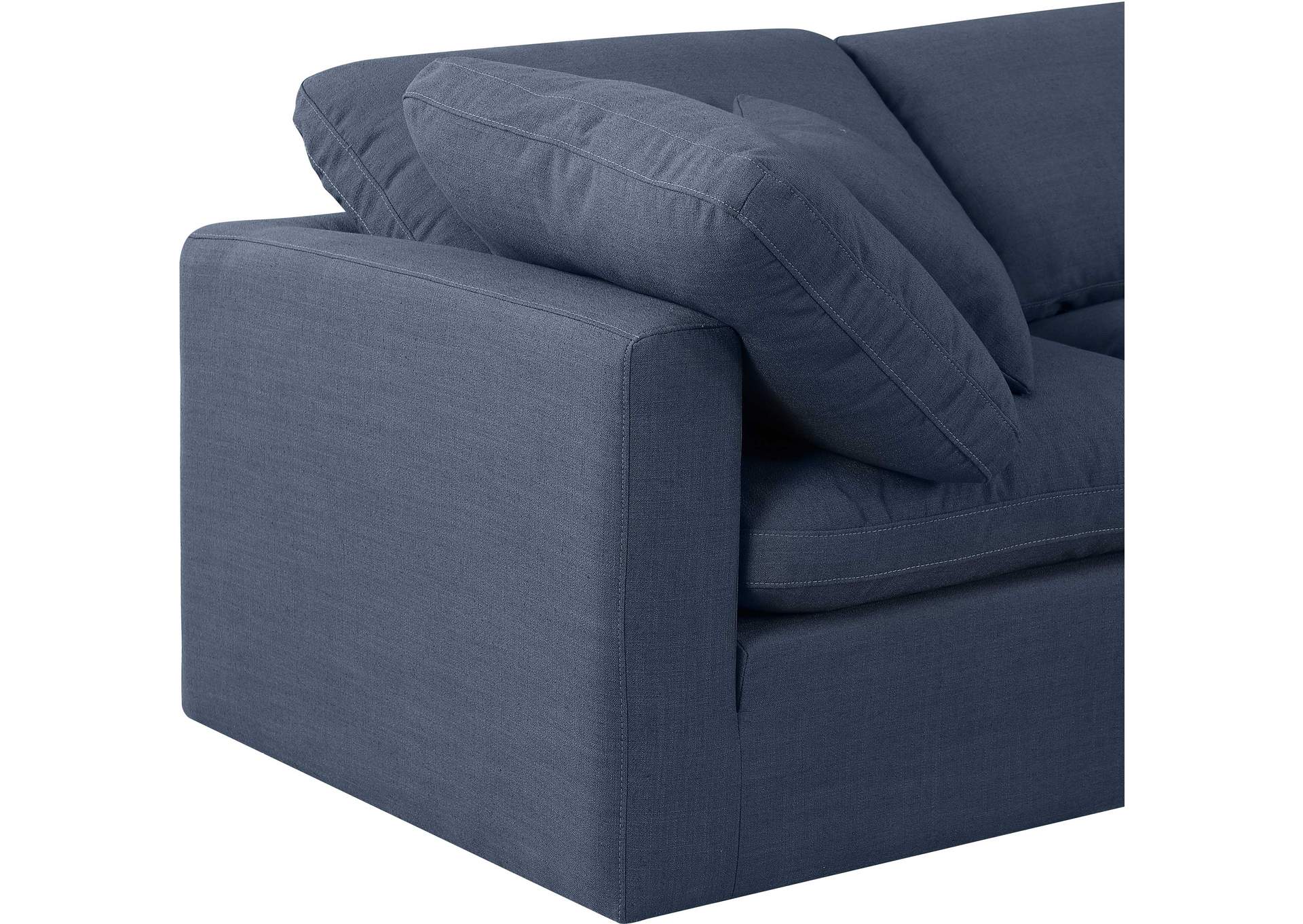 Indulge Navy Linen Textured Fabric Modular Sofa