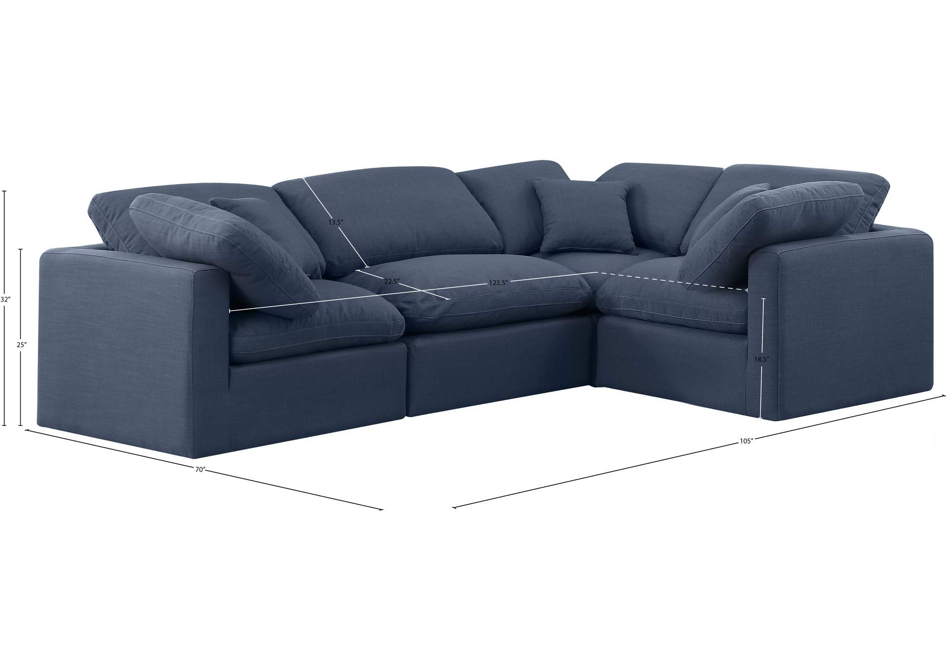 Indulge Navy Linen Textured Fabric Modular Sectional image 10