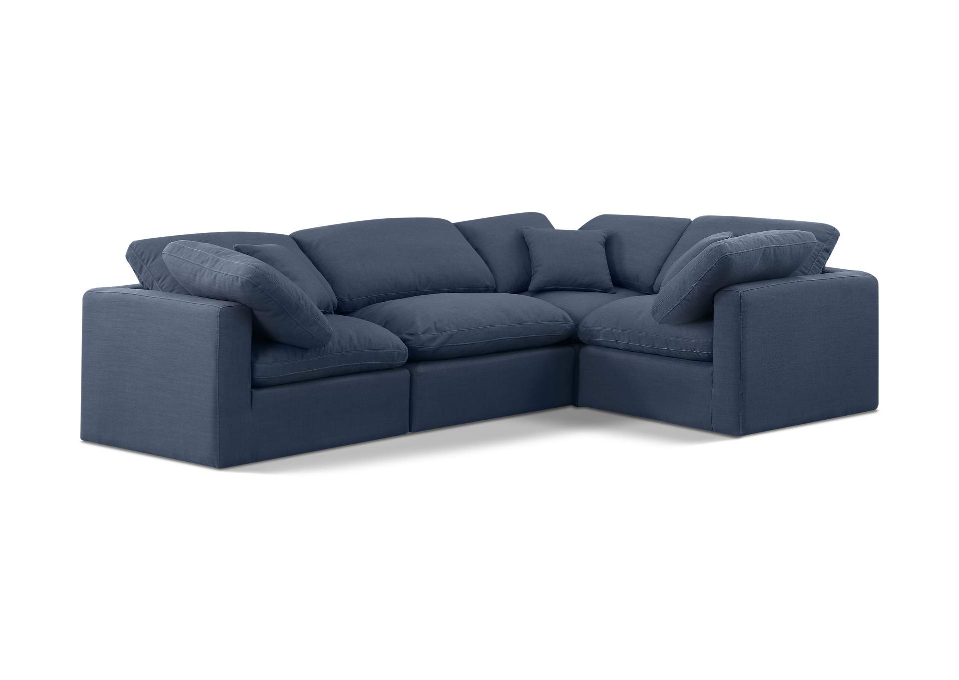 Indulge Navy Linen Textured Fabric Modular Sectional image 1