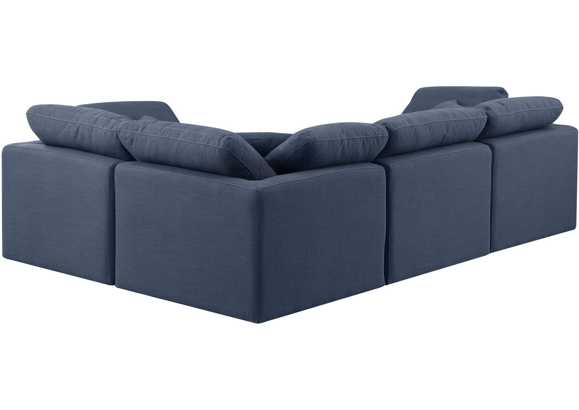 Indulge Navy Linen Textured Fabric Modular Sectional image 4