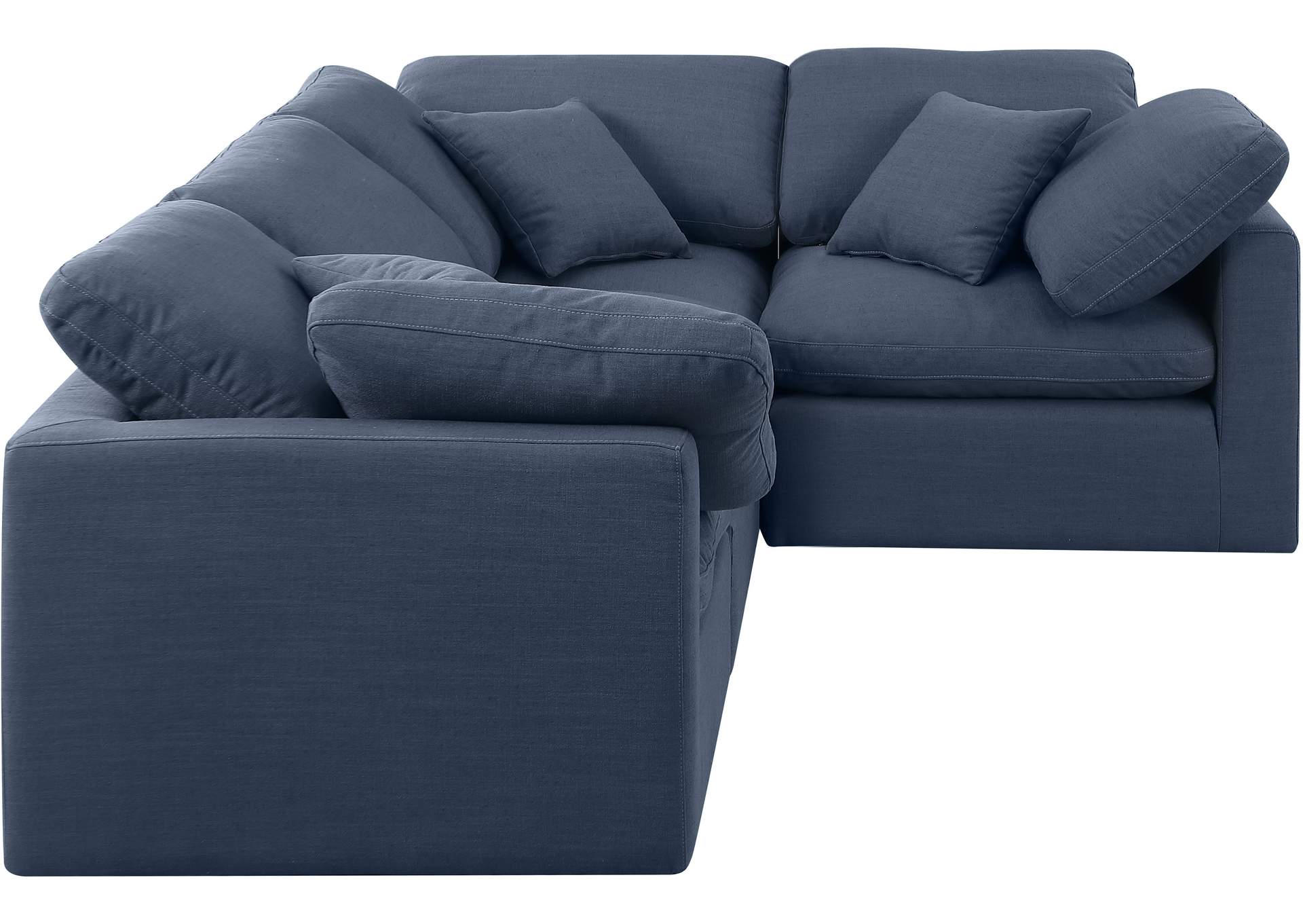 Indulge Navy Linen Textured Fabric Modular Sectional image 5