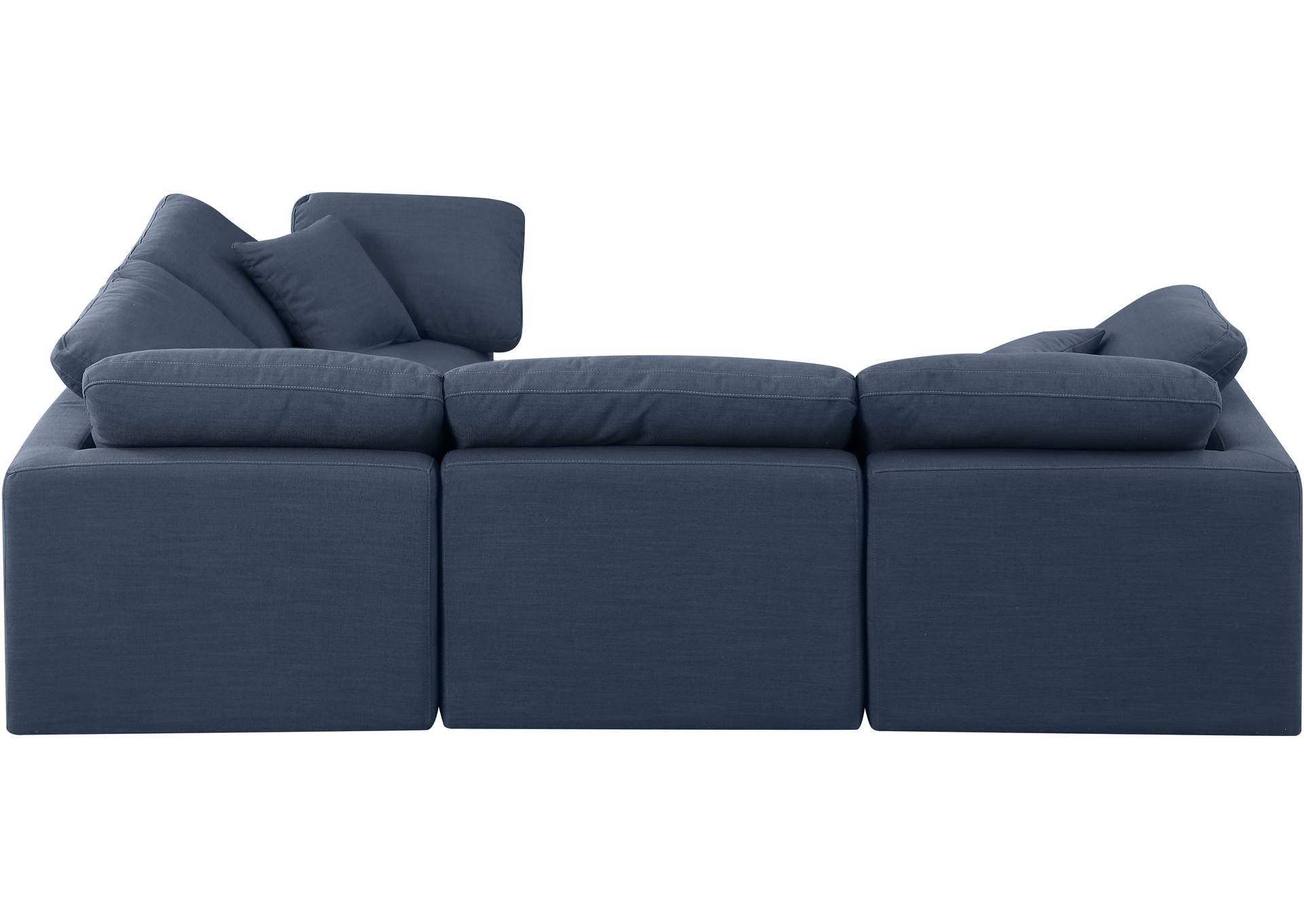 Indulge Navy Linen Textured Fabric Modular Sectional image 6