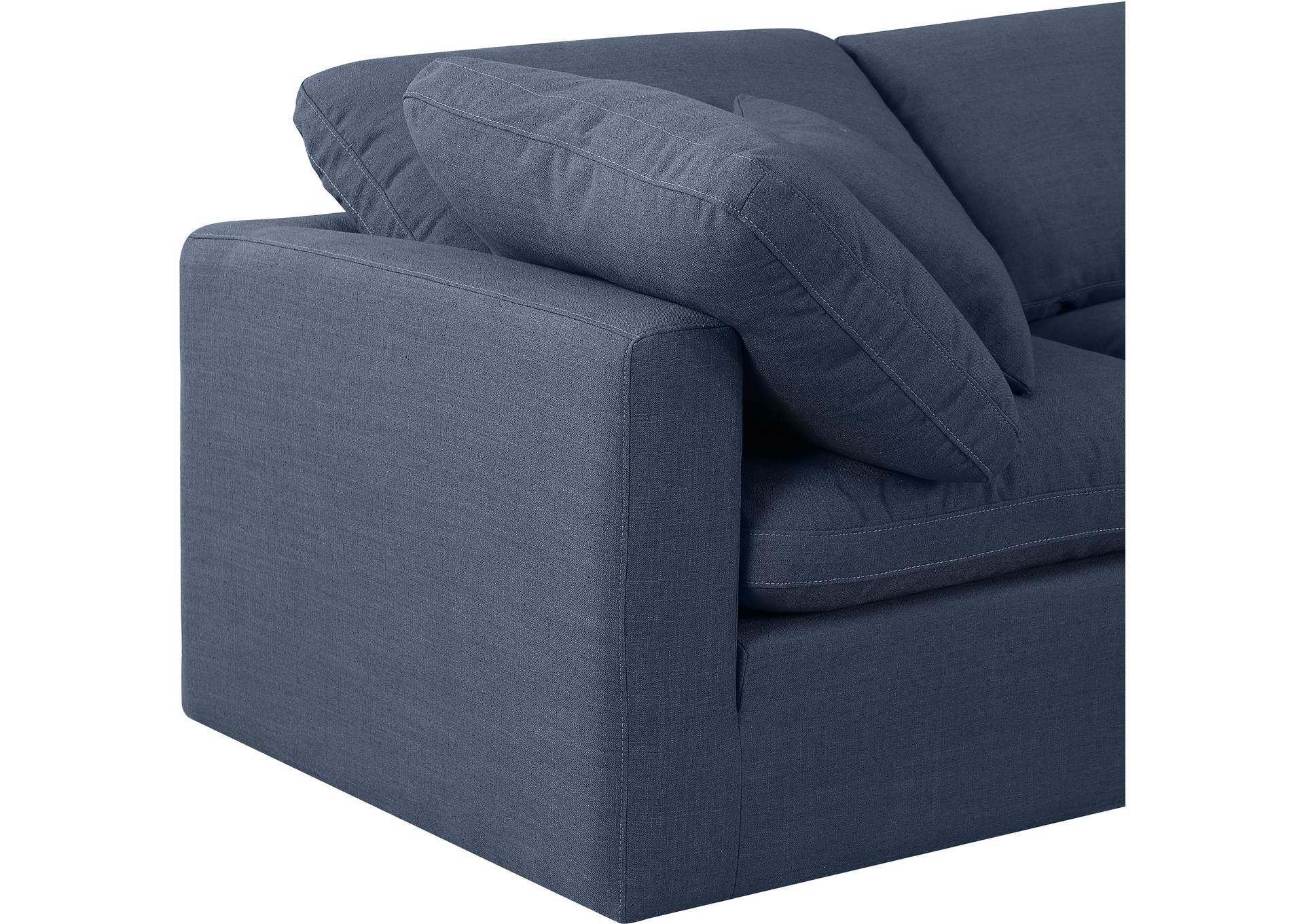 Indulge Navy Linen Textured Fabric Modular Sectional image 7