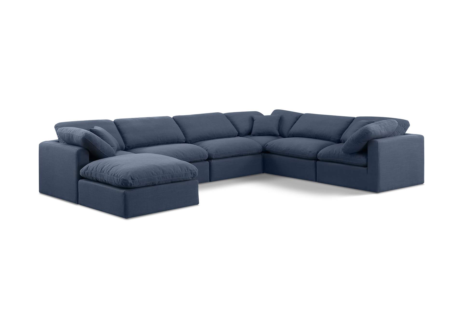 Indulge Navy Linen Textured Fabric Modular Sectional