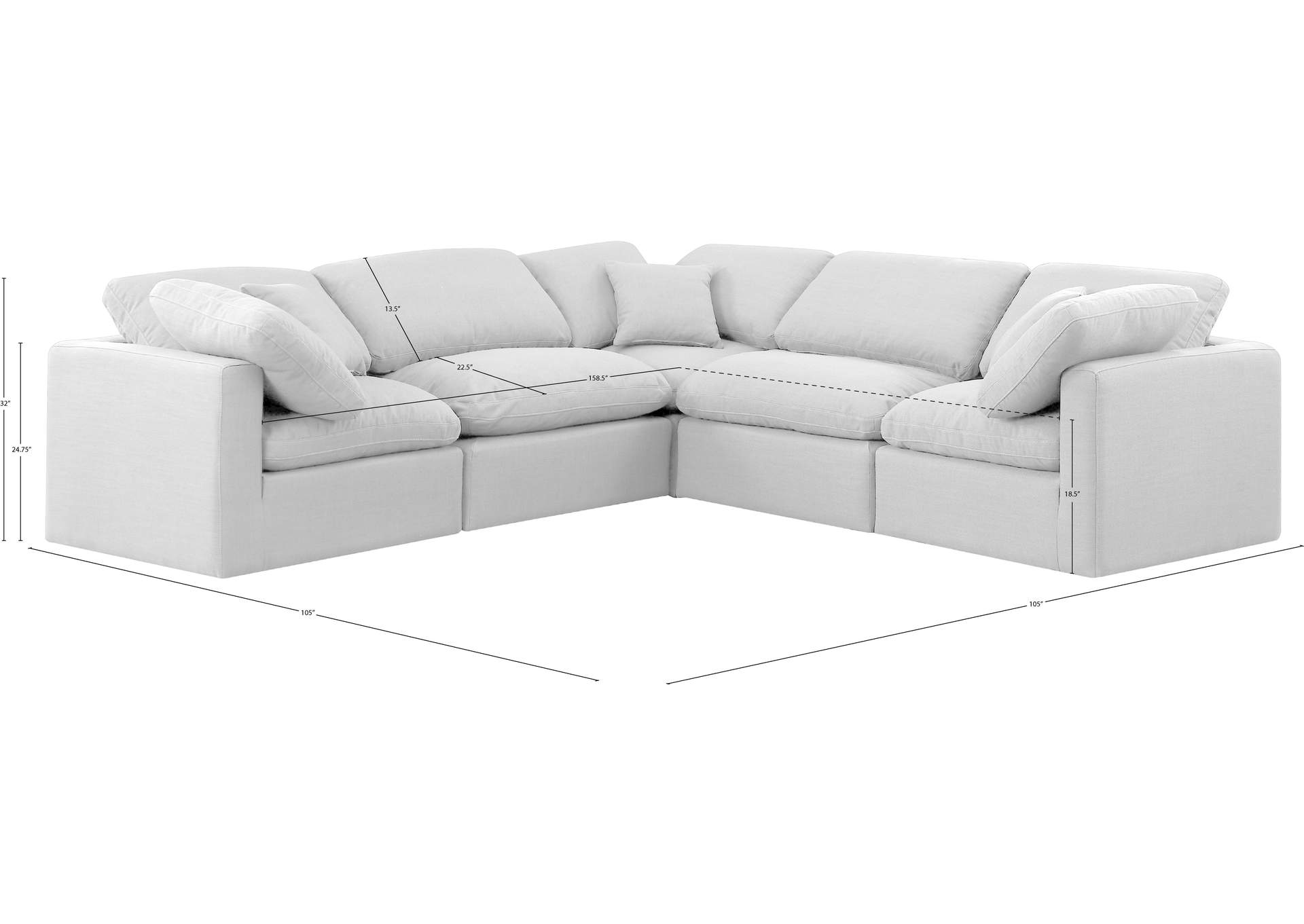 Indulge White Linen Textured Fabric Modular Sectional