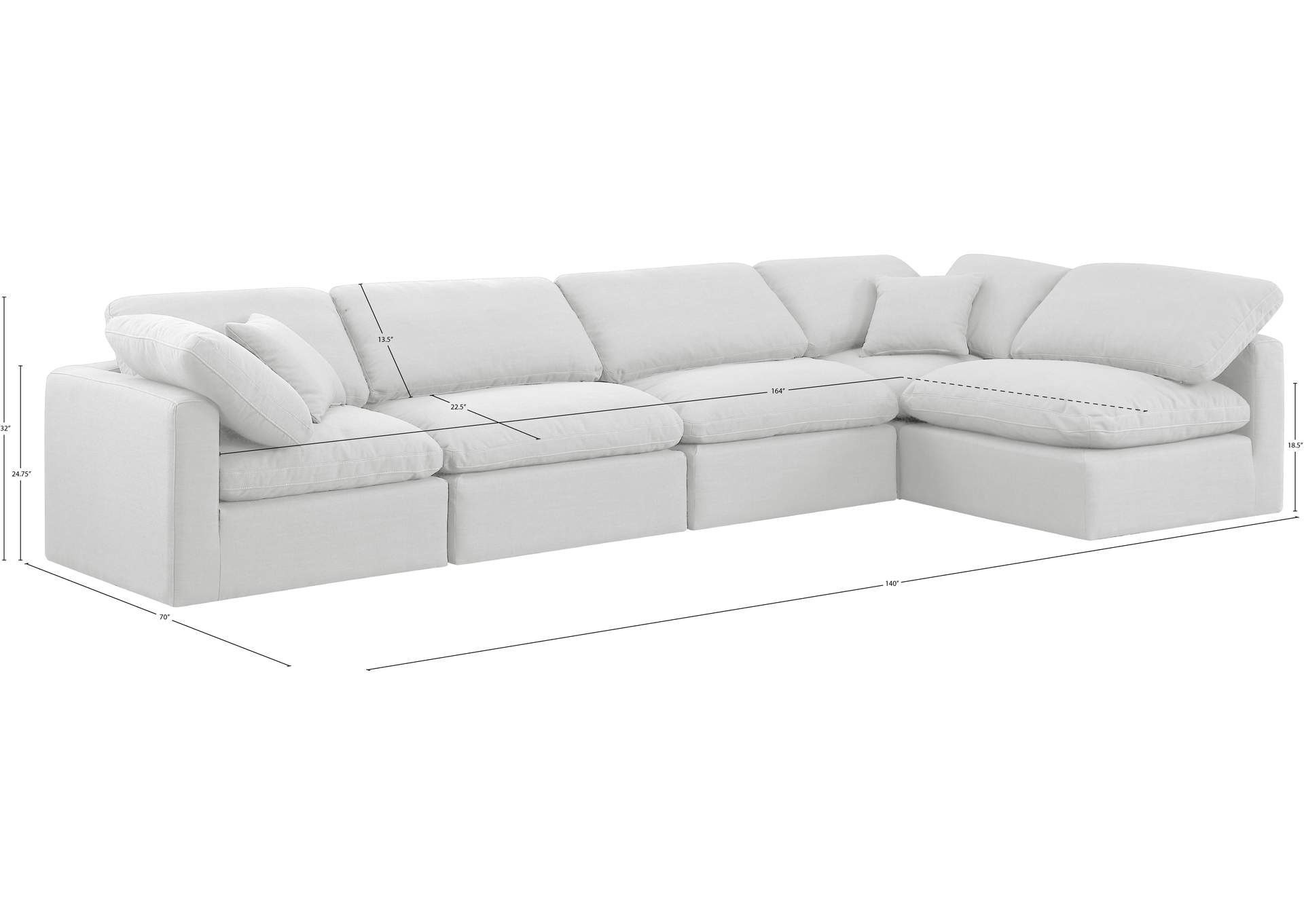 Indulge White Linen Textured Fabric Modular Sectional