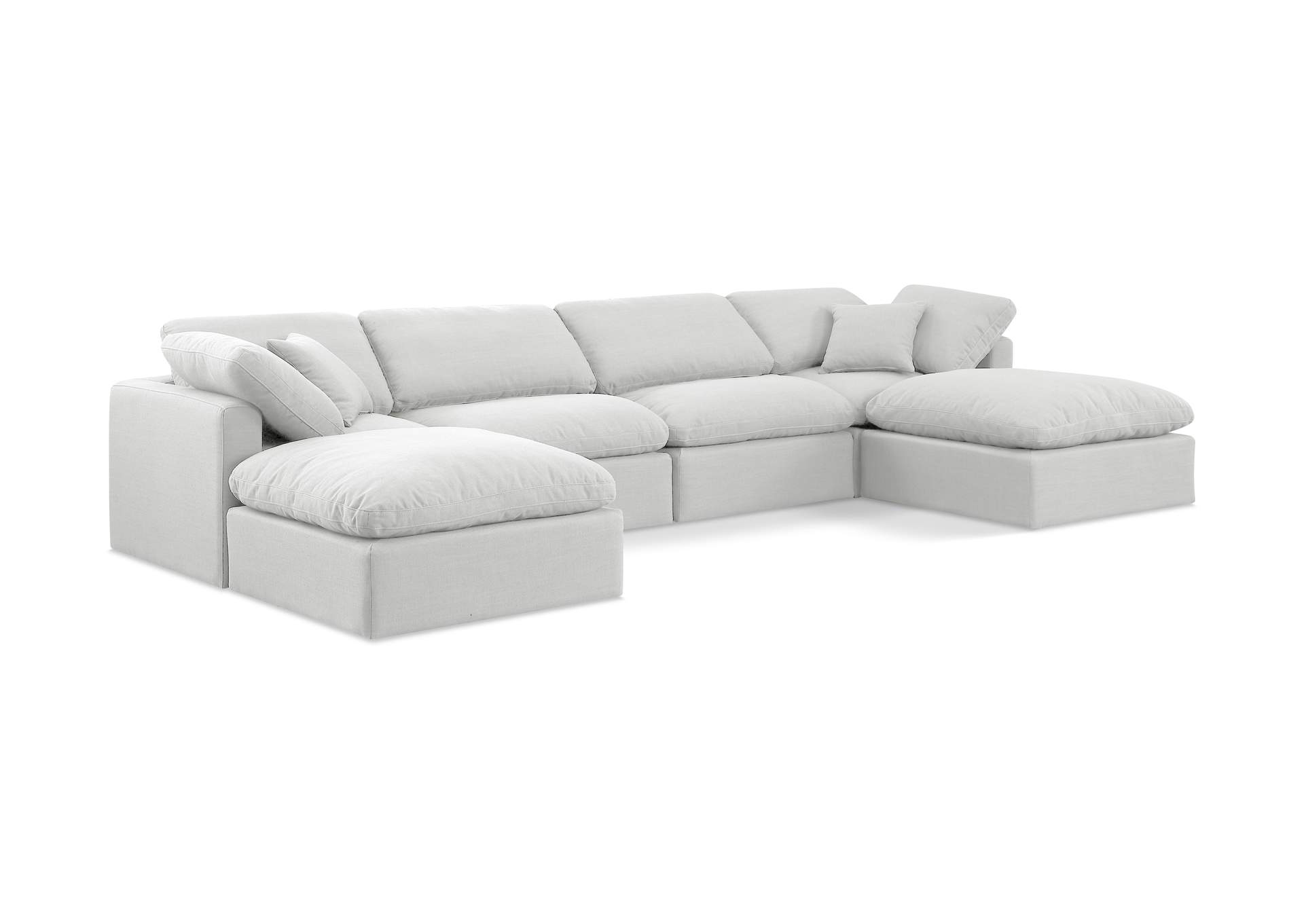 Indulge White Linen Textured Fabric Modular Sectional