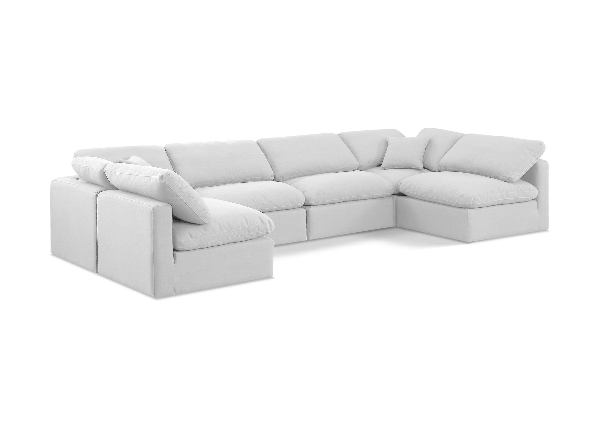 Indulge White Linen Textured Fabric Modular Sectional