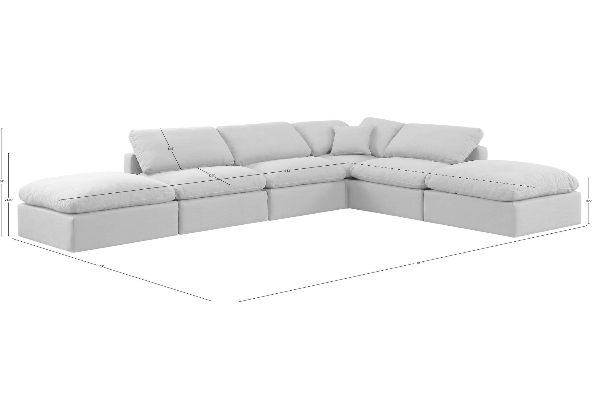 Indulge White Linen Textured Fabric Modular Sectional