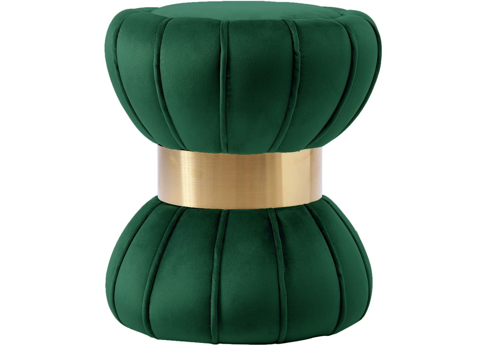 Vino Green Velvet Ottoman Stool