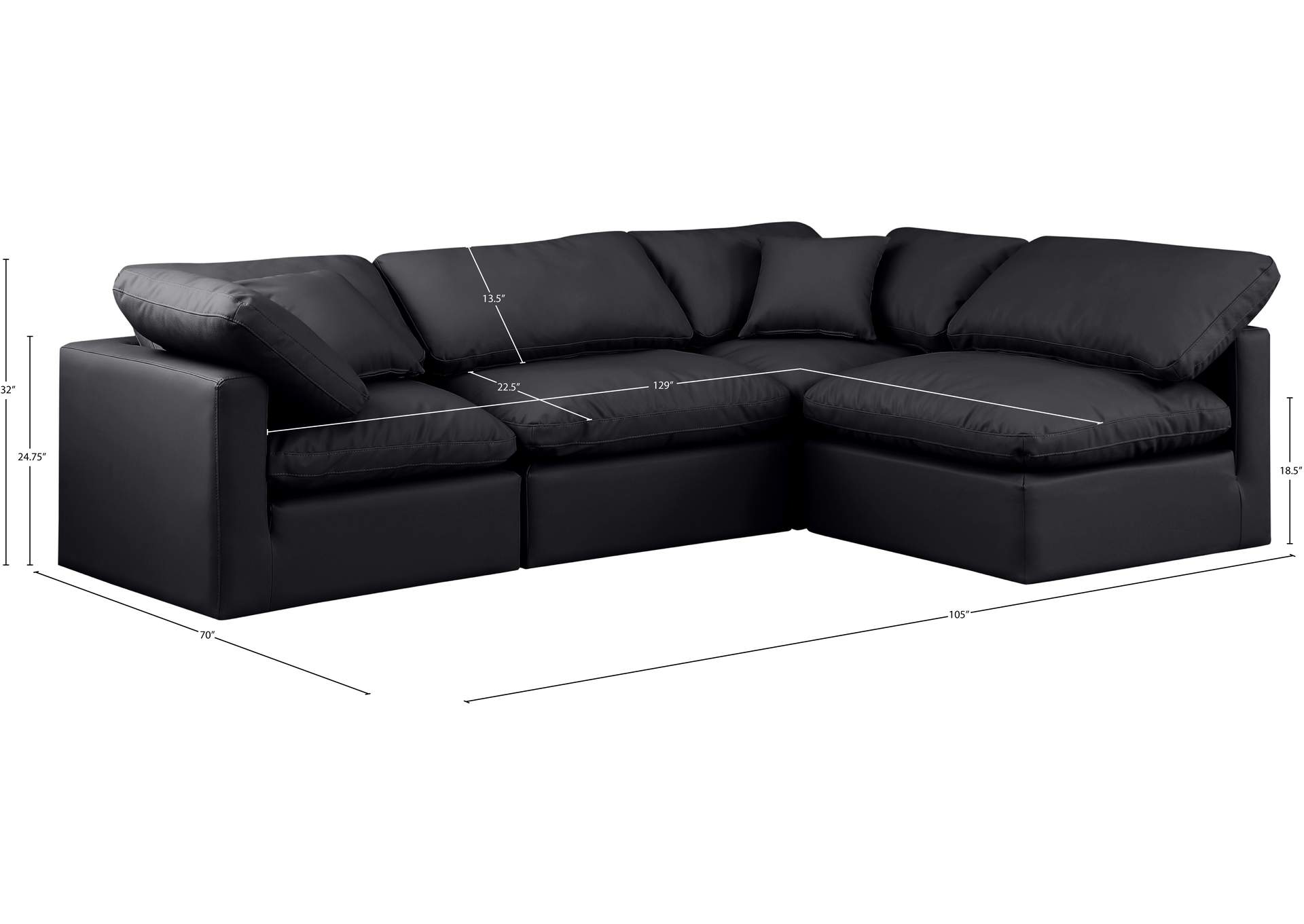Indulge Black Vegan Leather Modular Sectional