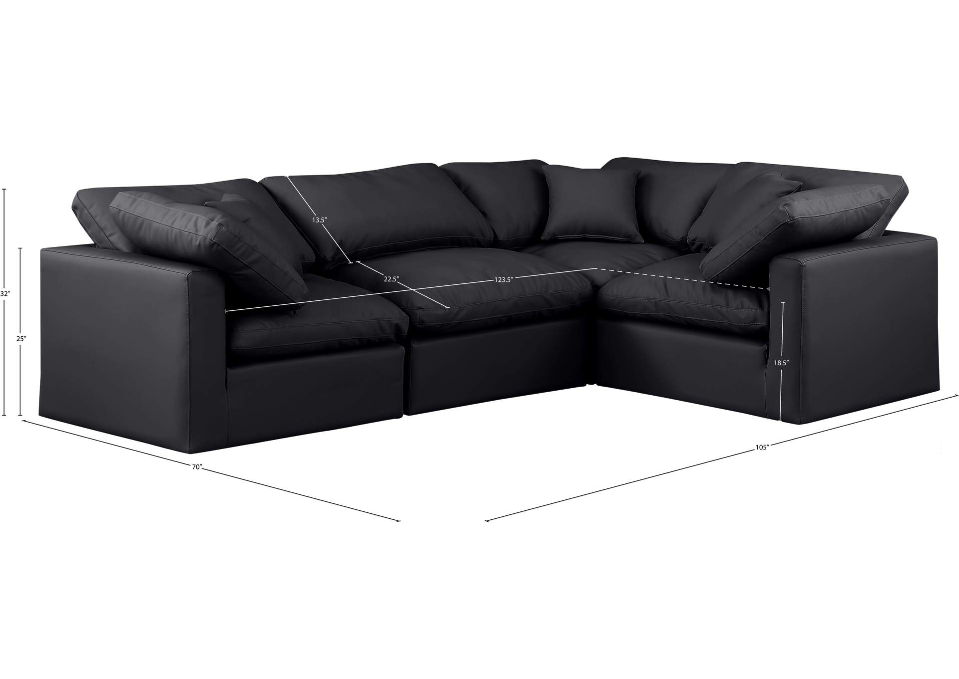Indulge Black Vegan Leather Modular Sectional image 10