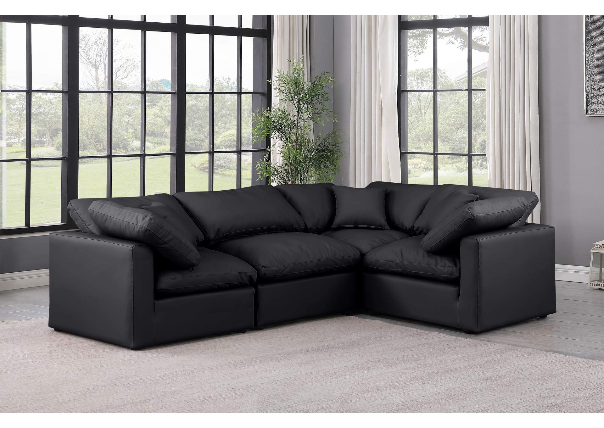 Indulge Black Vegan Leather Modular Sectional image 3