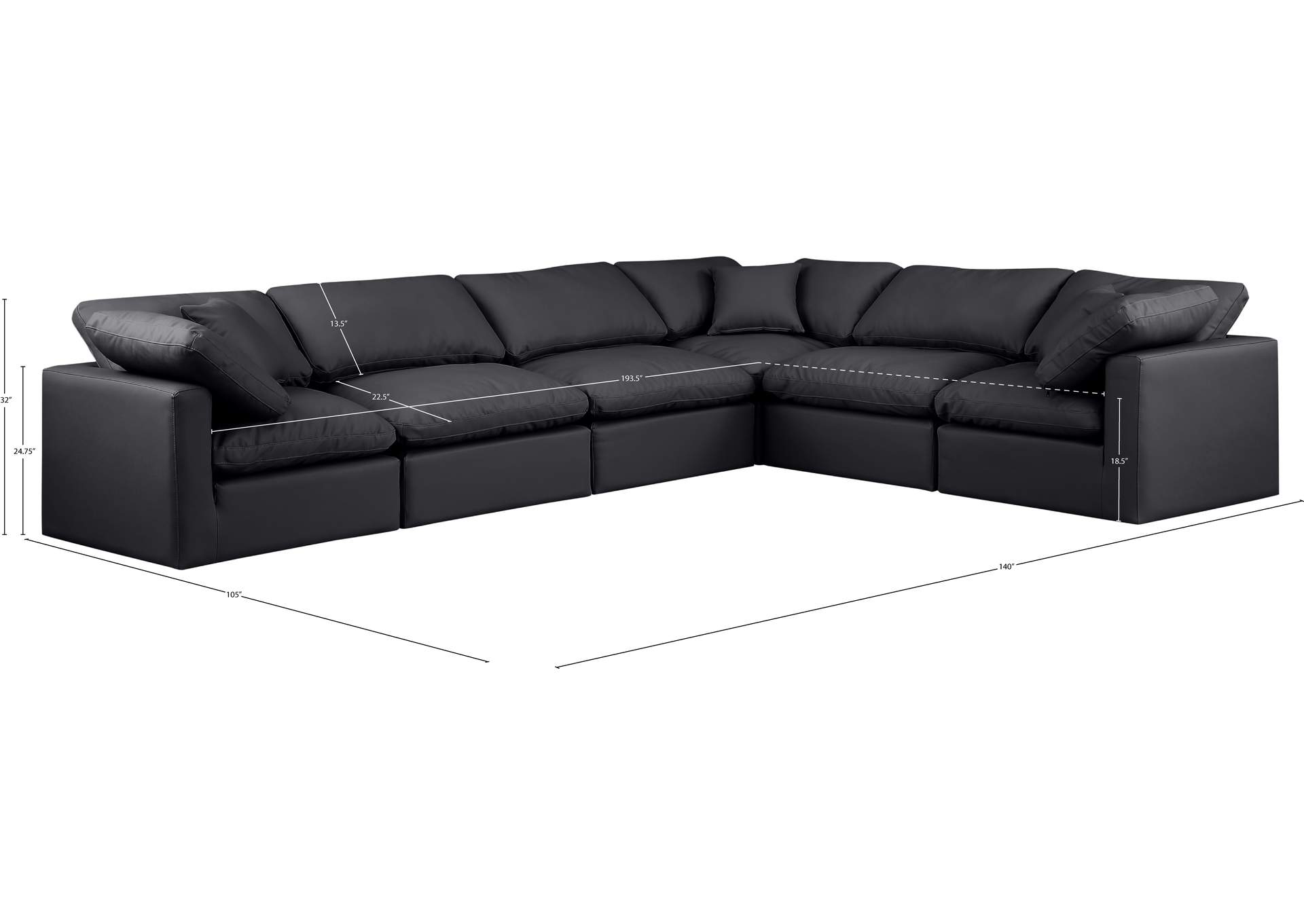 Indulge Black Vegan Leather Modular Sectional