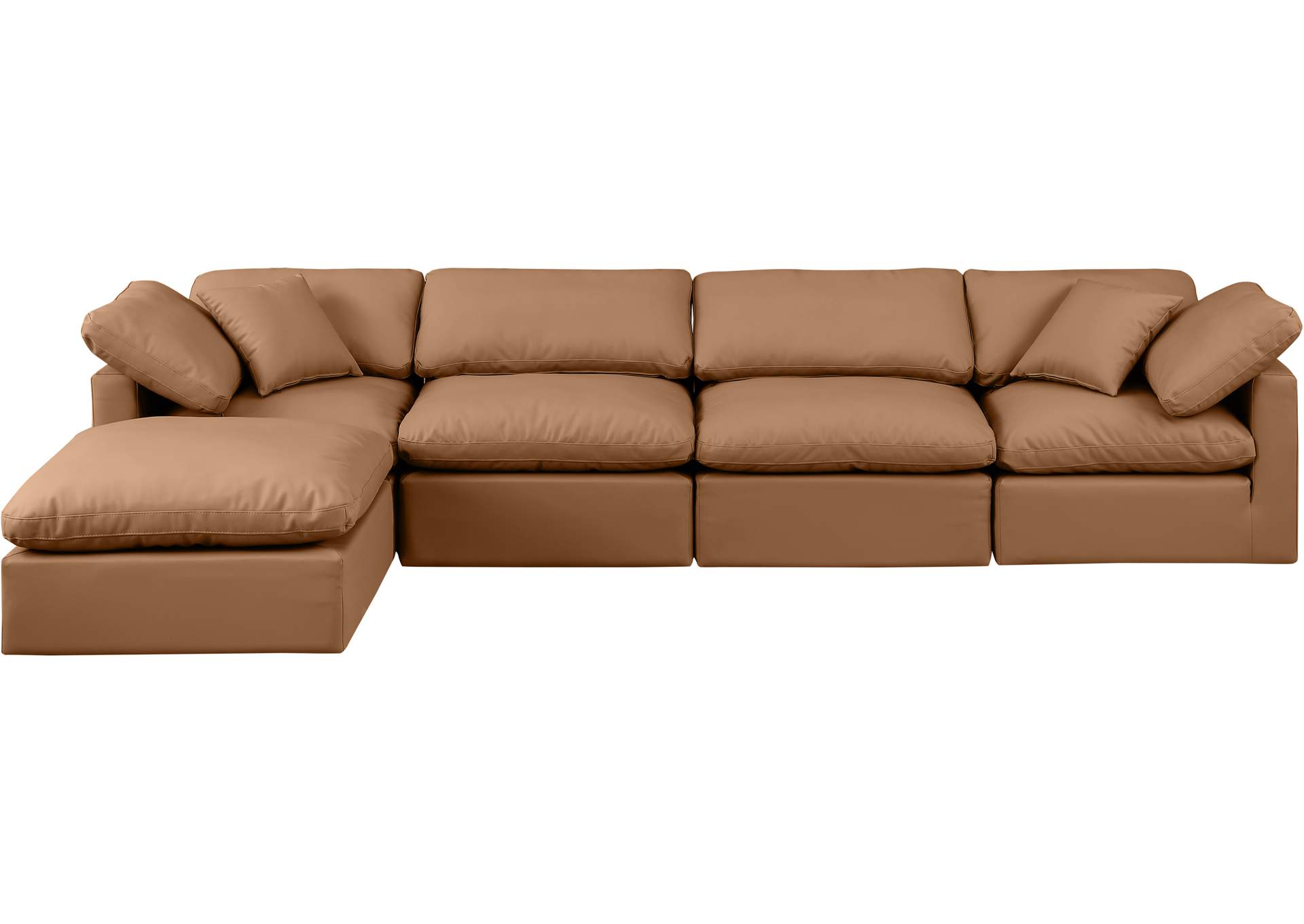 Indulge Cognac Vegan Leather Modular Sectional
