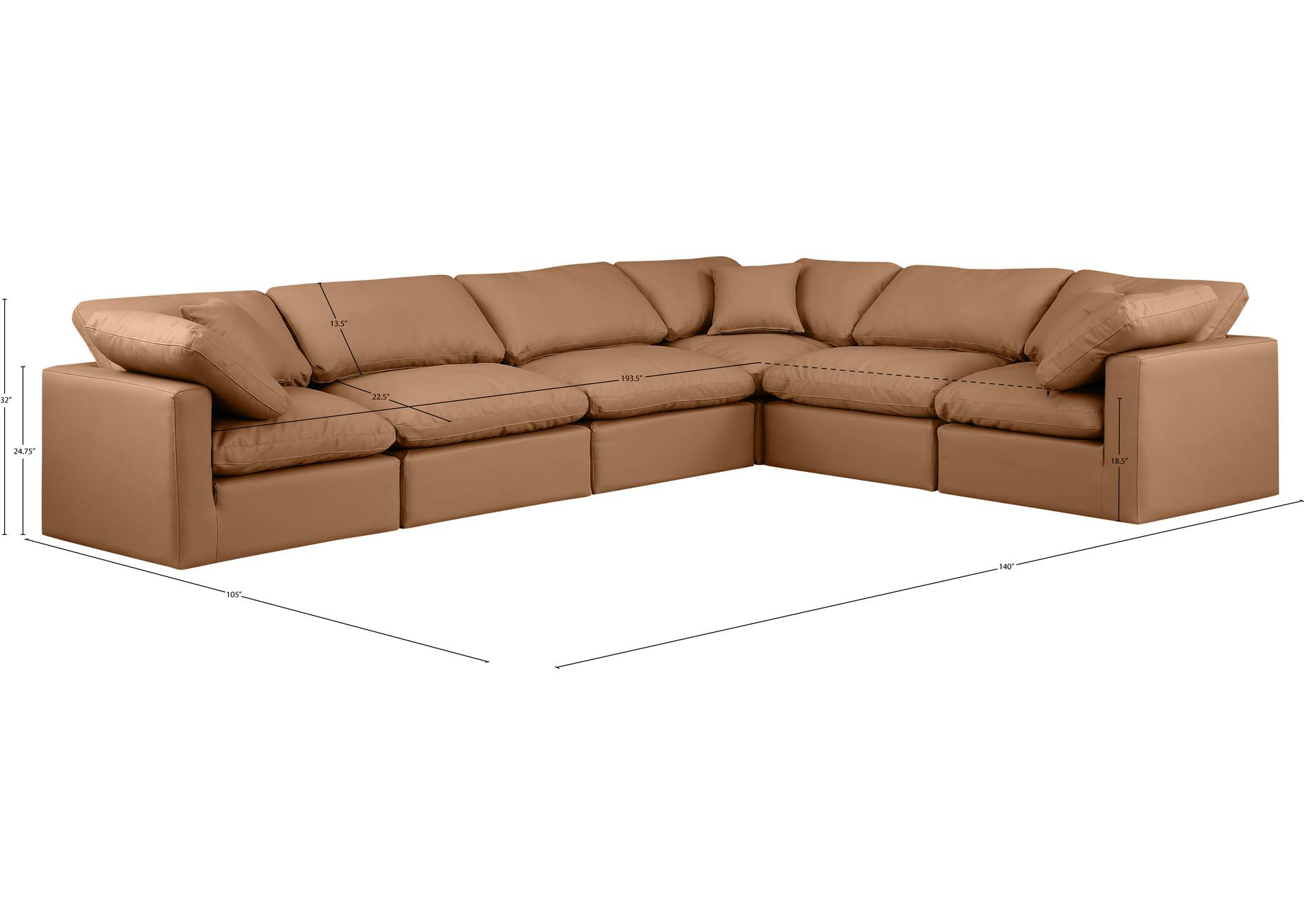 Indulge Cognac Vegan Leather Modular Sectional