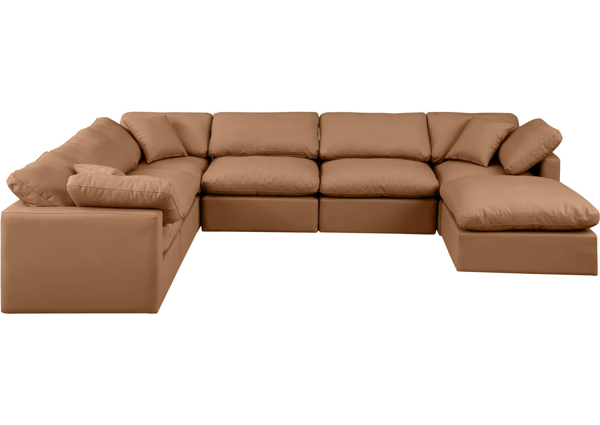 Indulge Cognac Vegan Leather Modular Sectional