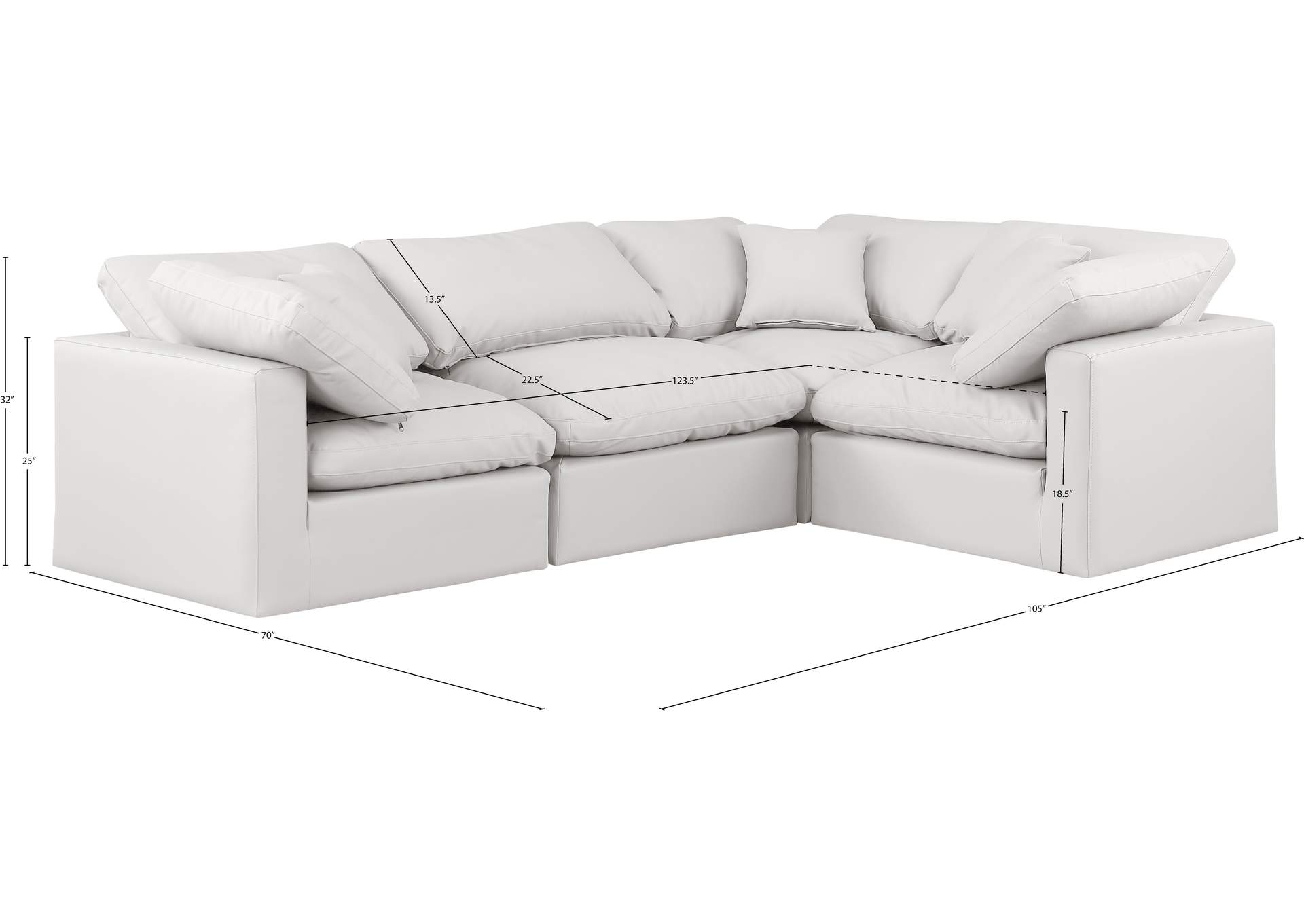 Indulge Cream Vegan Leather Modular Sectional image 10