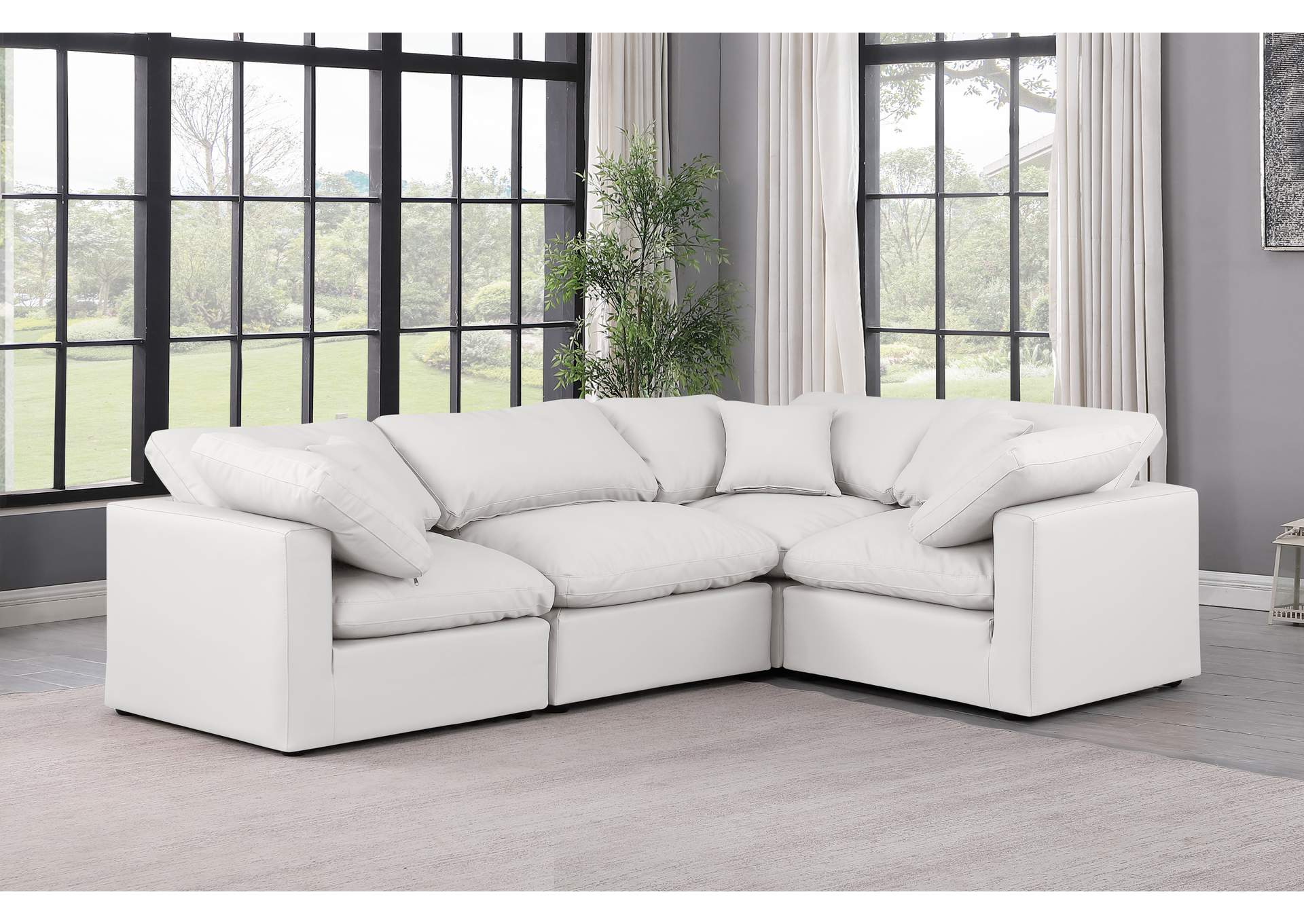 Indulge Cream Vegan Leather Modular Sectional image 3