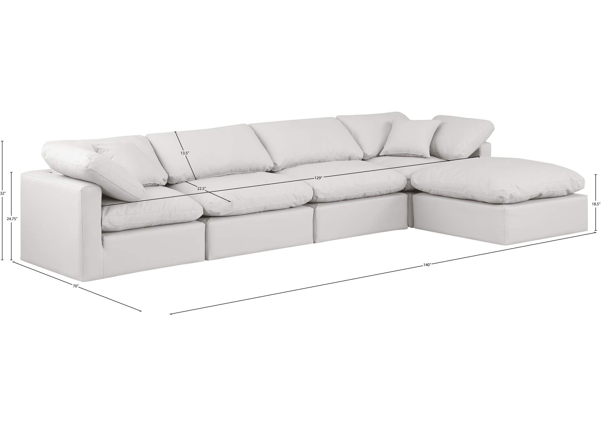 Indulge Cream Vegan Leather Modular Sectional