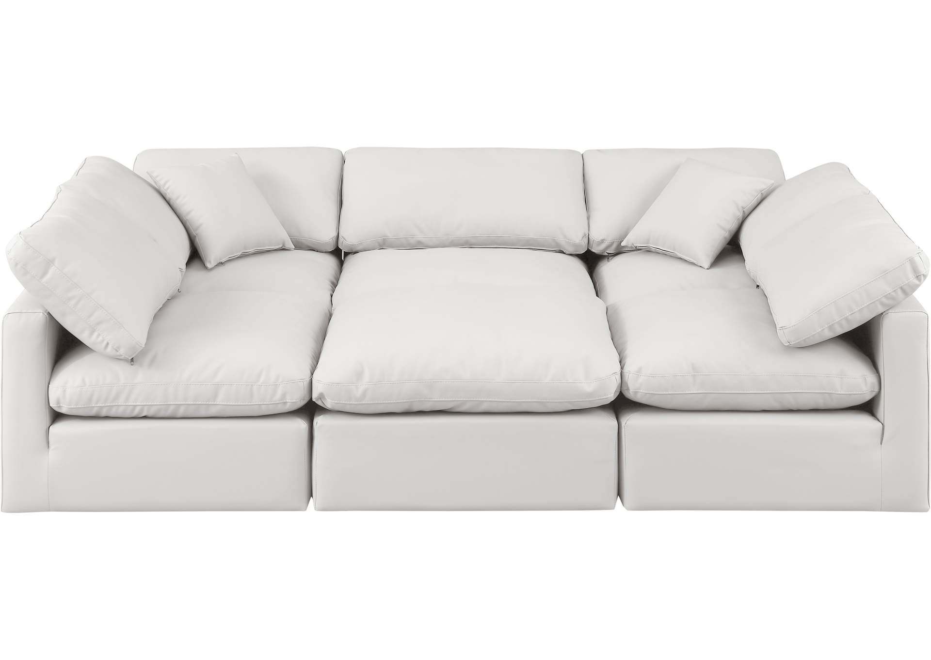 Indulge Cream Faux Leather Modular Sectional