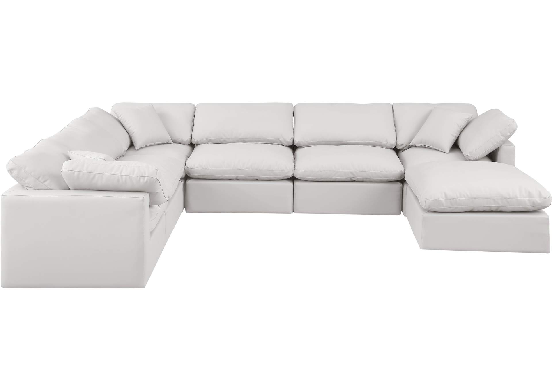 Indulge Cream Faux Leather Modular Sectional