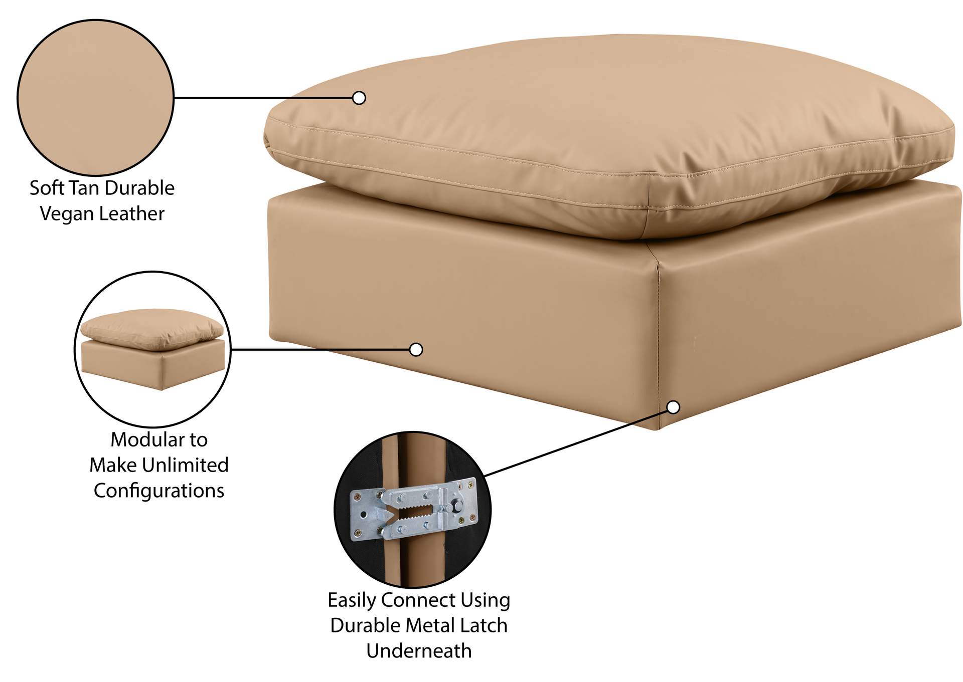 Indulge Tan Faux Leather Ottoman