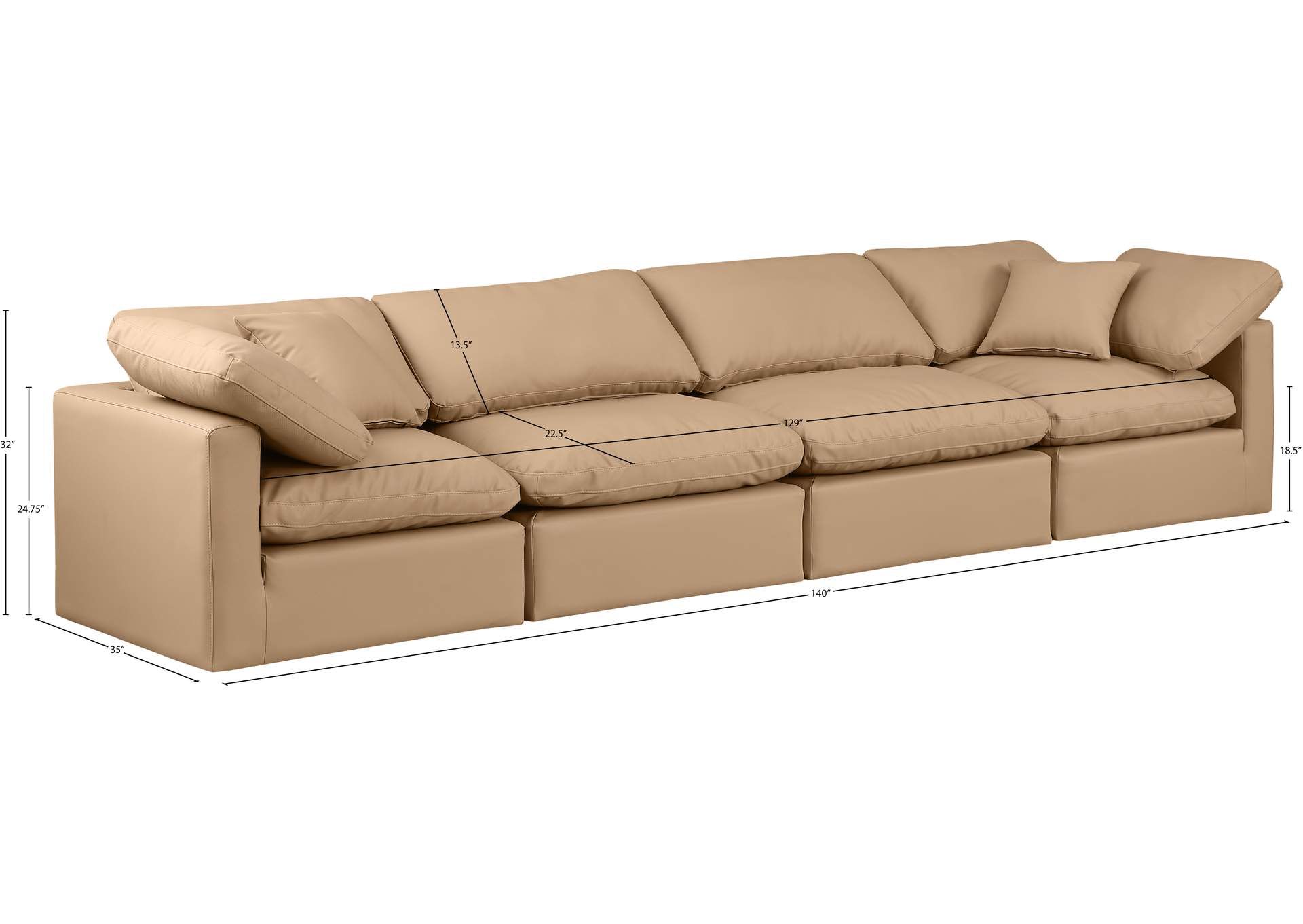 Indulge Tan Vegan Leather Modular Sofa