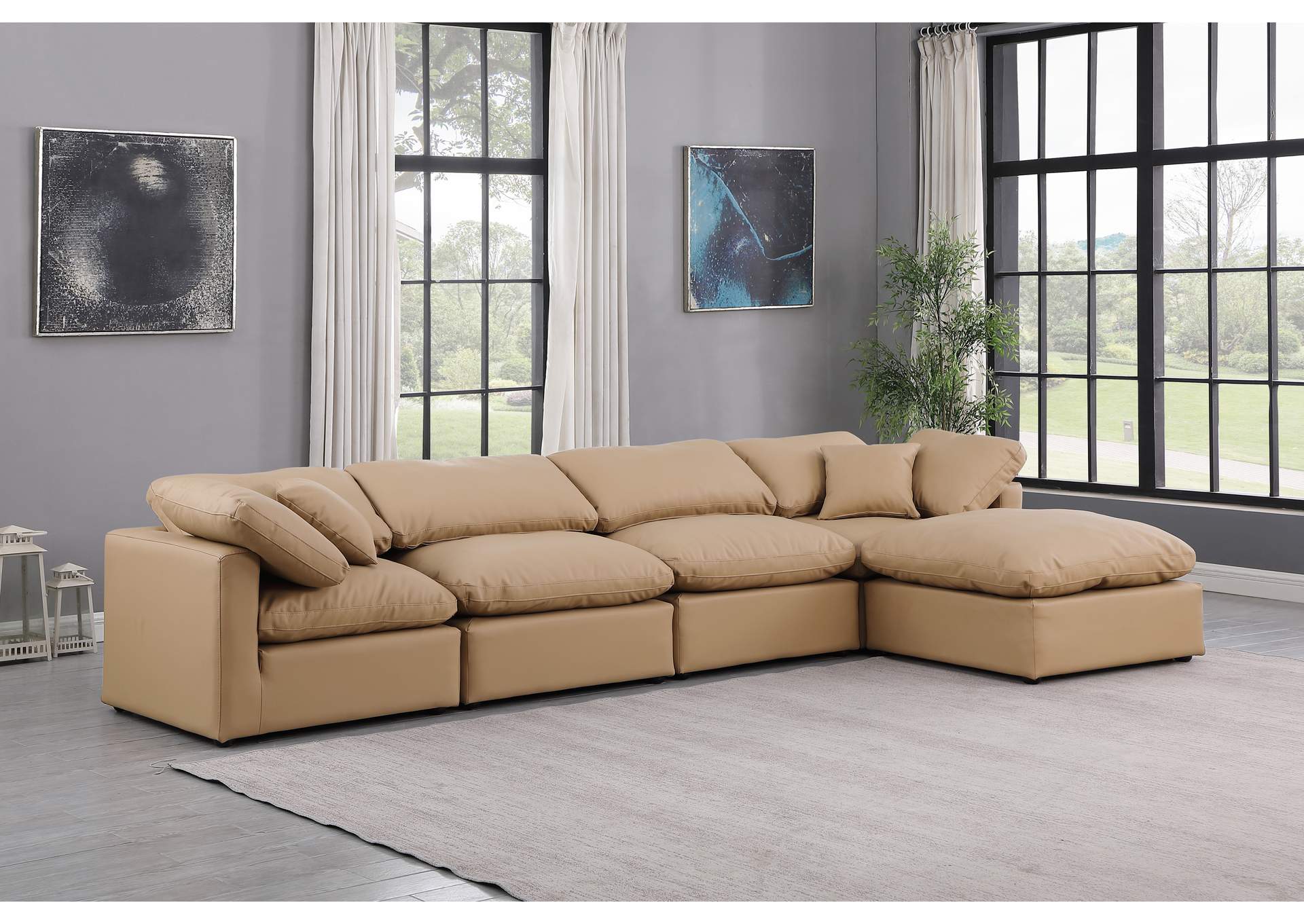 Indulge Tan Vegan Leather Modular Sectional