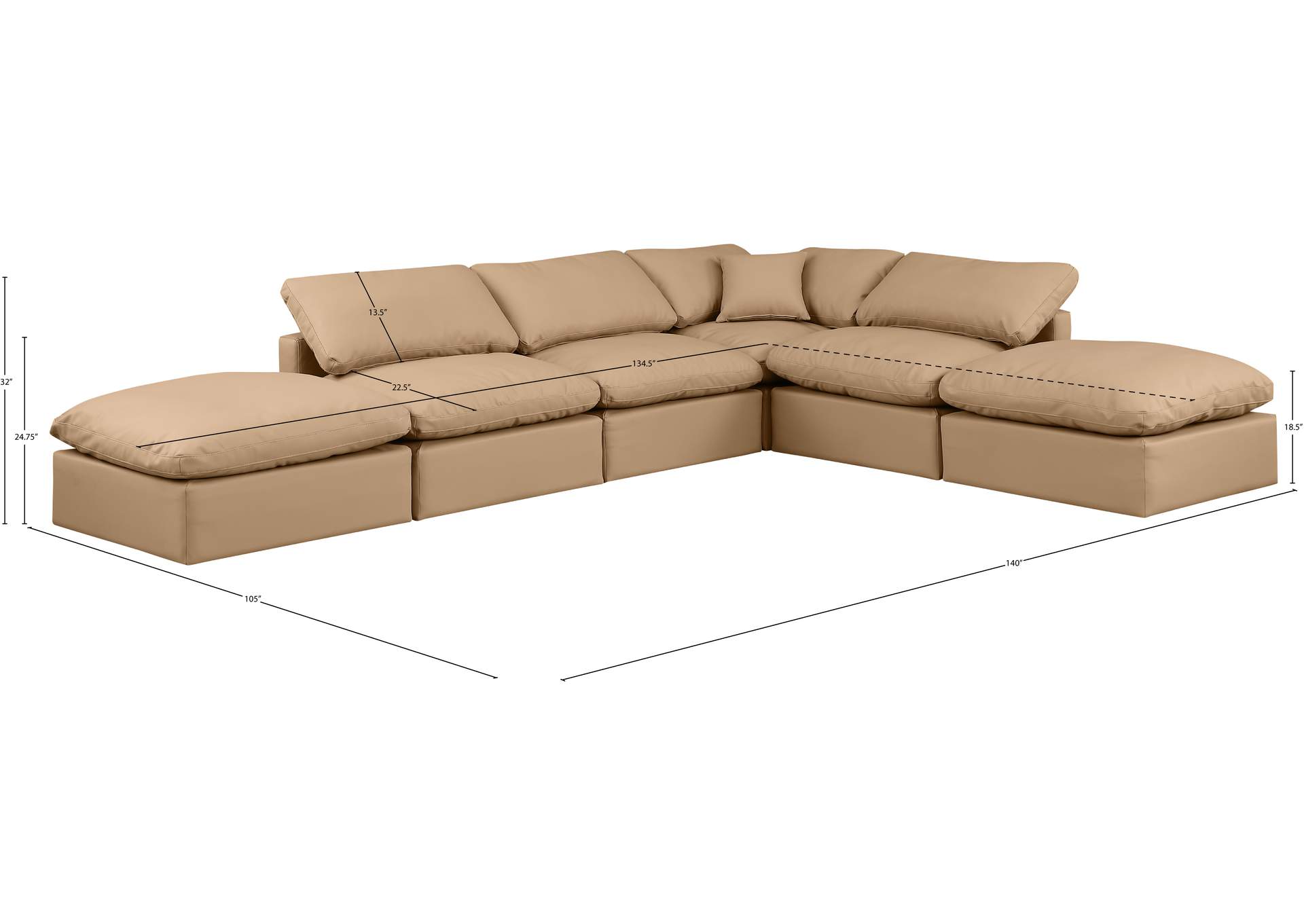 Indulge Tan Vegan Leather Modular Sectional