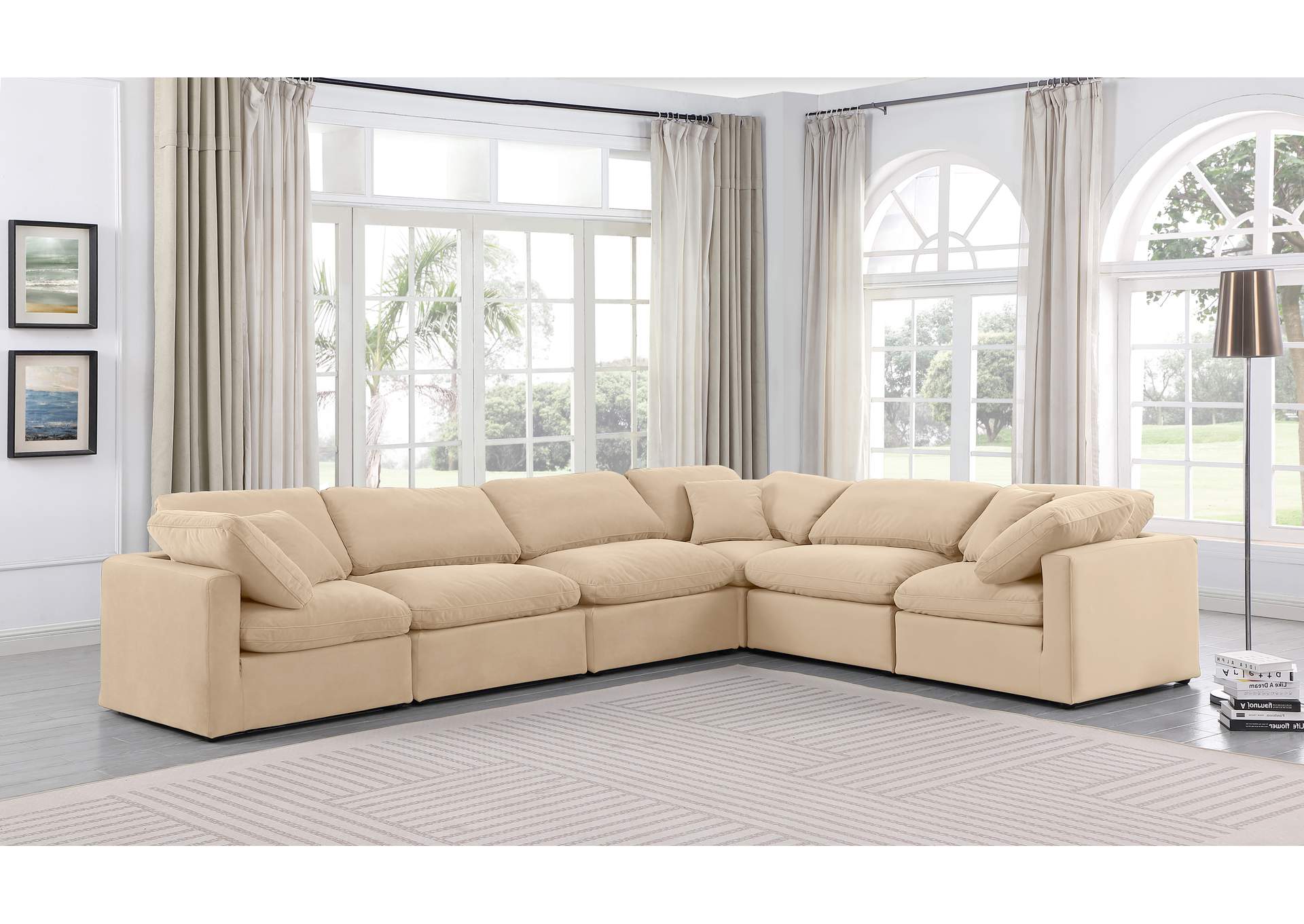 Indulge Beige Velvet Modular Sectional