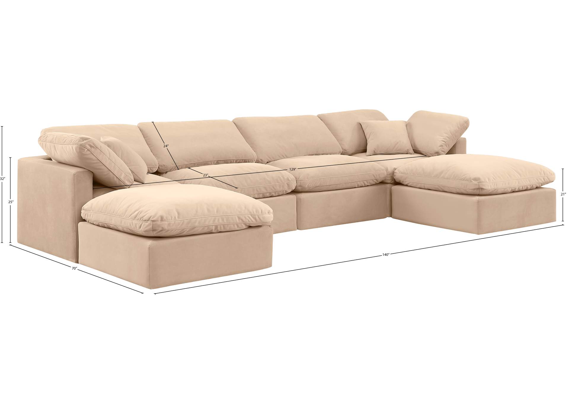 Indulge Beige Velvet Modular Sectional