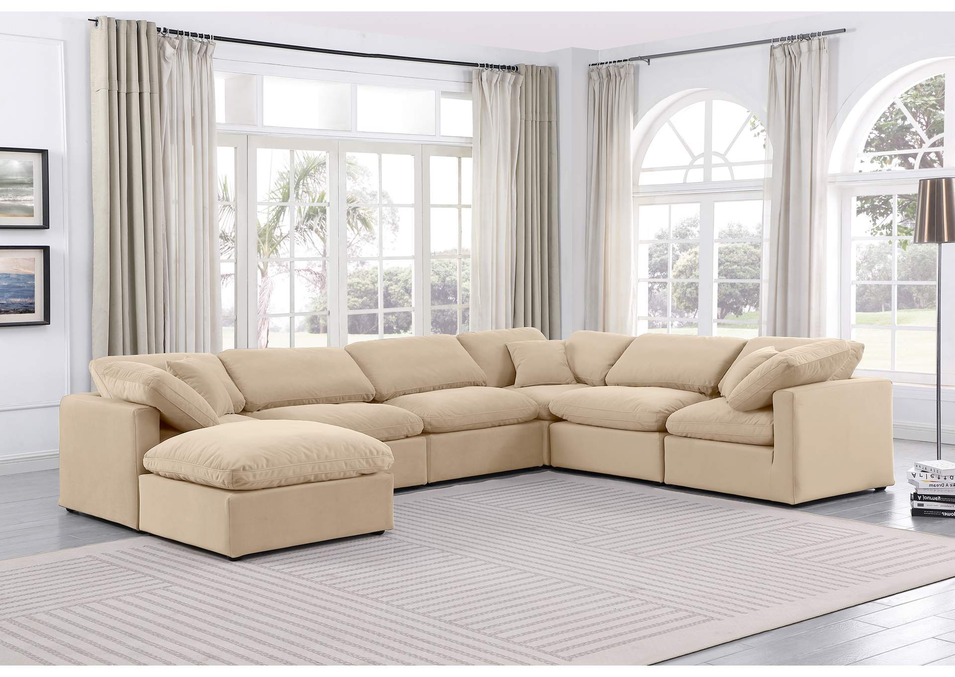 Indulge Beige Velvet Modular Sectional
