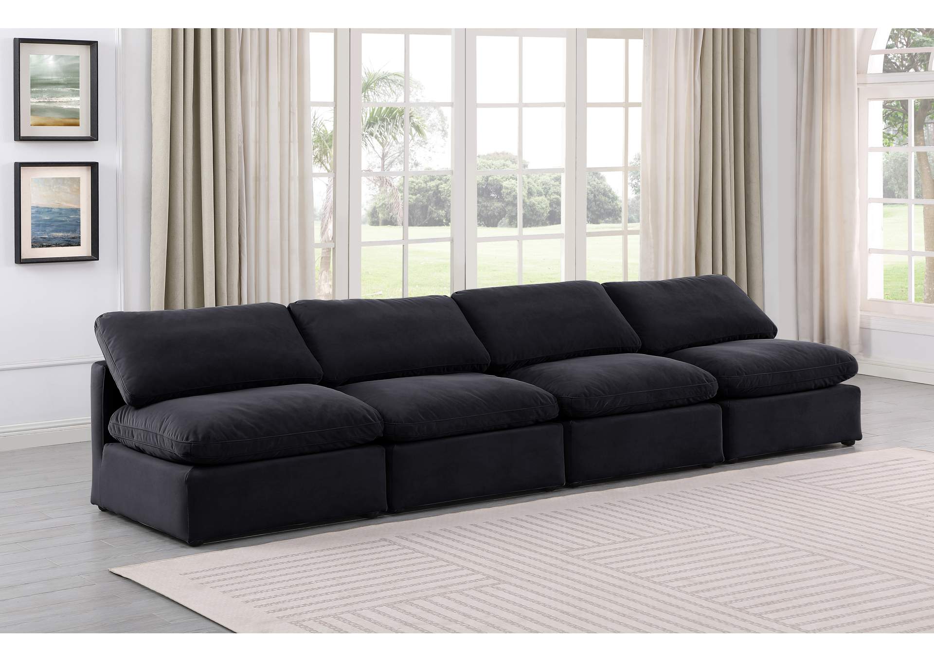 Indulge Black Velvet Modular Sofa