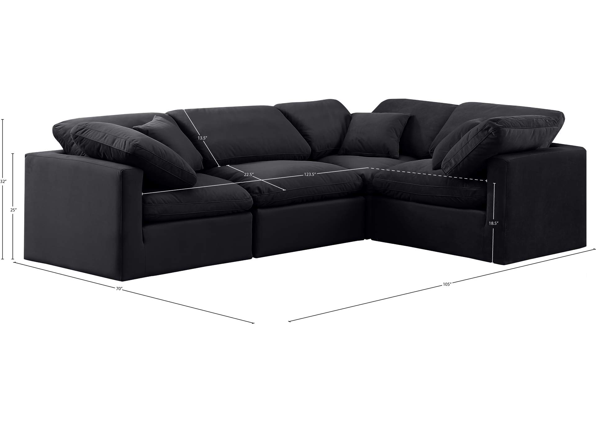 Indulge Black Velvet Modular Sectional image 10
